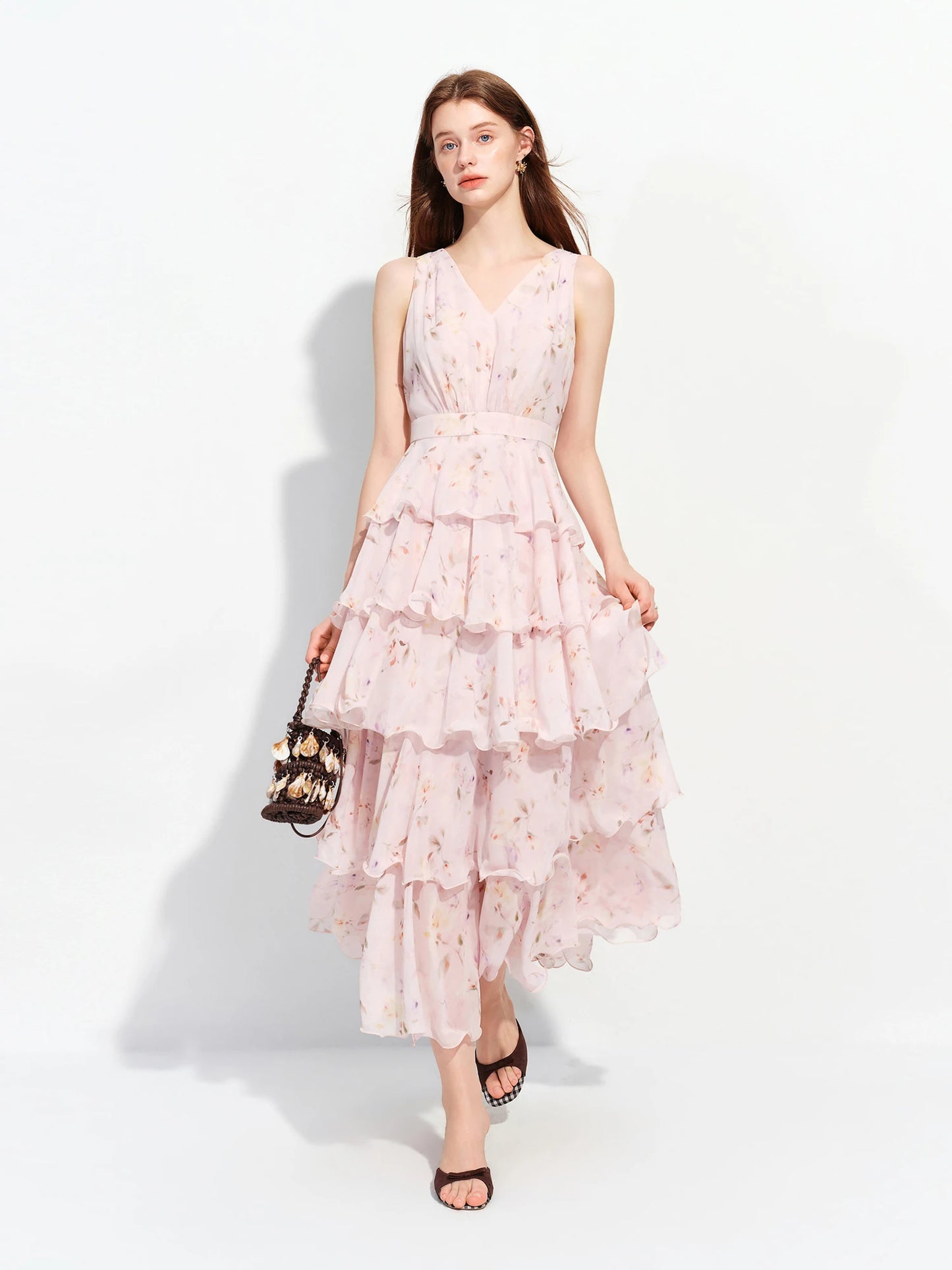 Butter Yellow Floral Tiered Maxi Dress