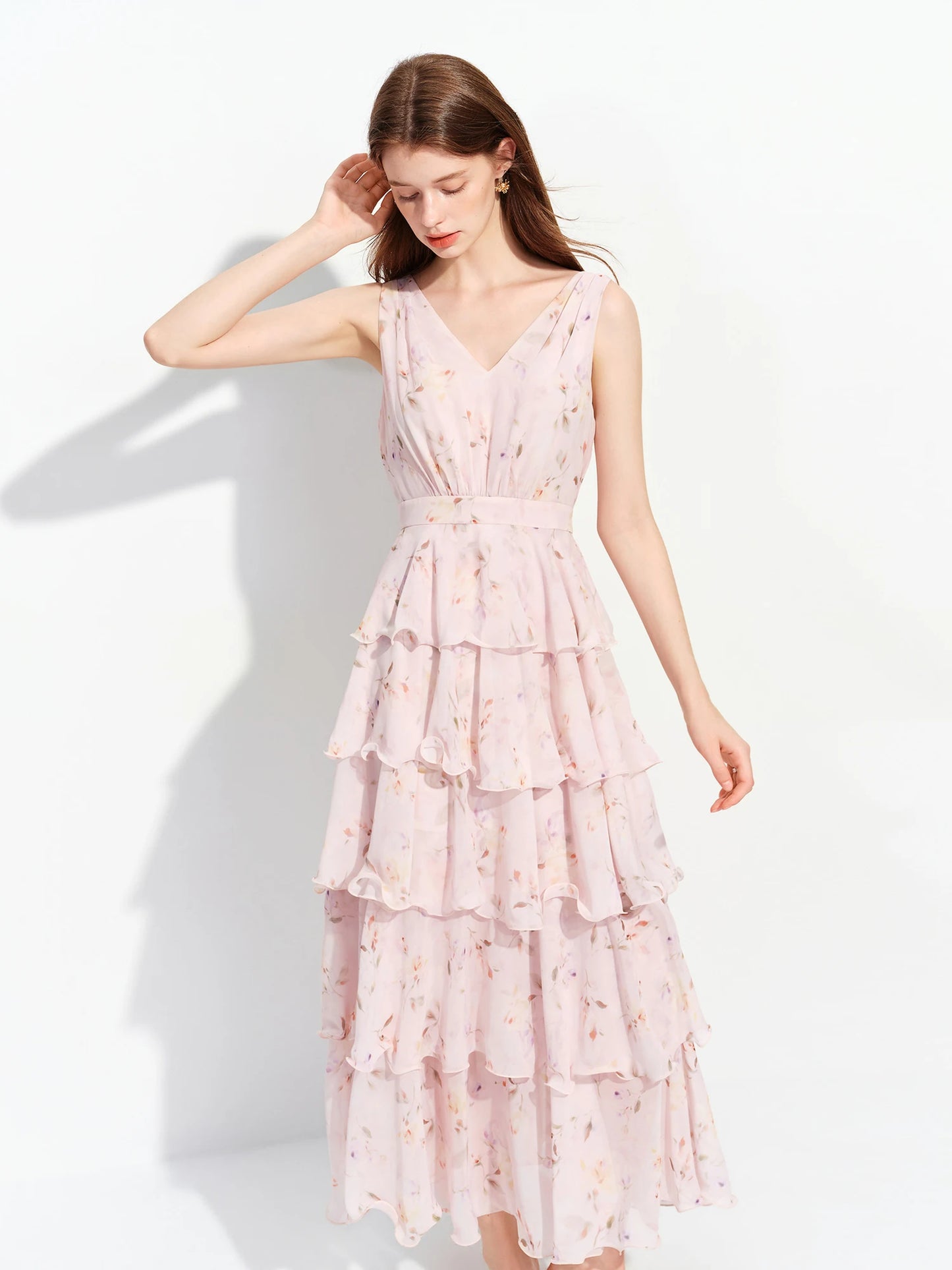 Butter Yellow Floral Tiered Maxi Dress
