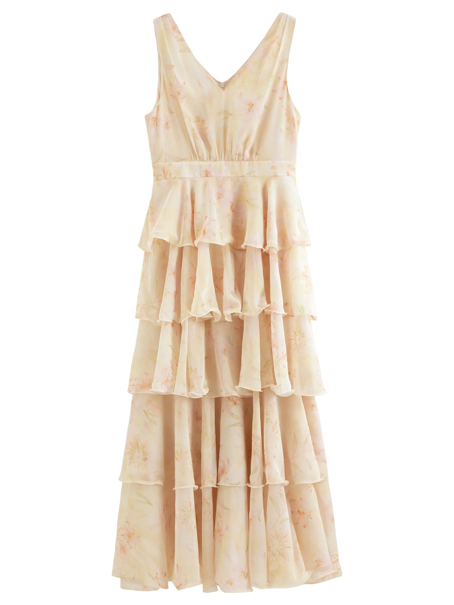 Butter Yellow Floral Tiered Maxi Dress