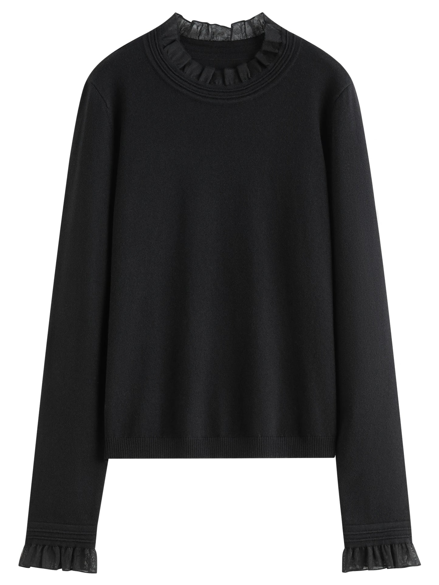Ivory Ruffle Neck Knit Top