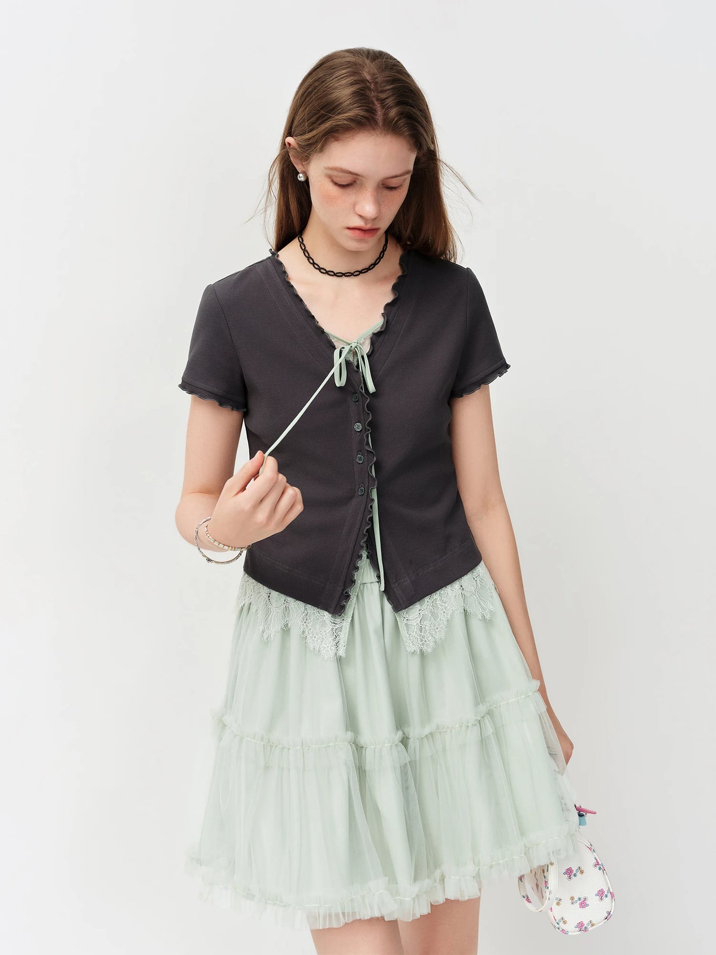 Mint Tiered Tulle Mini Skirt