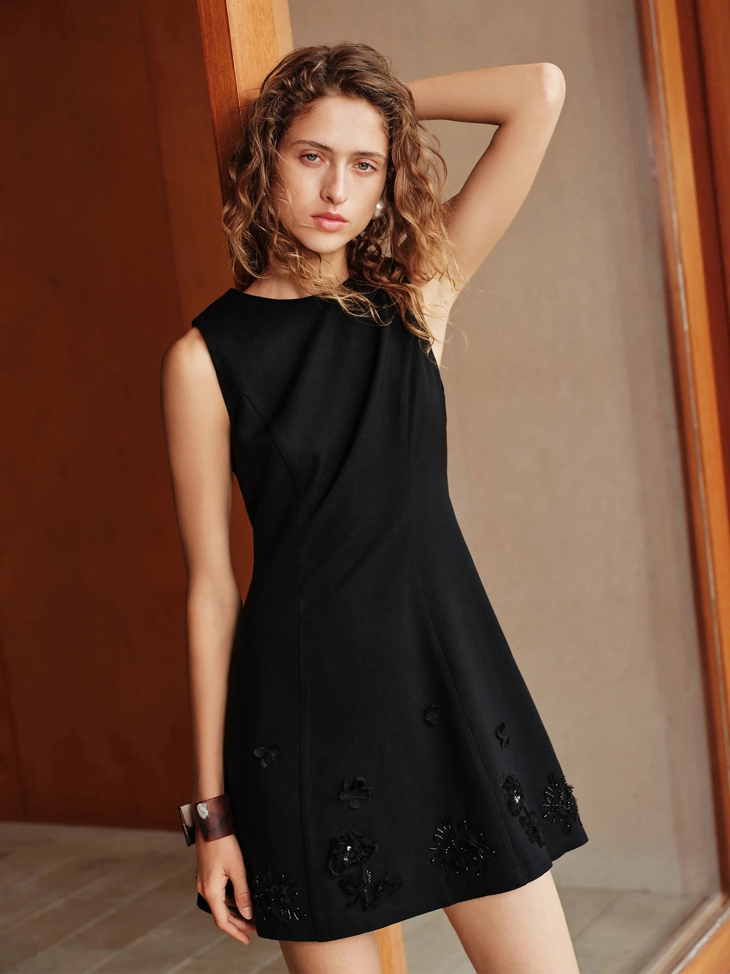 White Embroidered Sleeveless Mini Dress