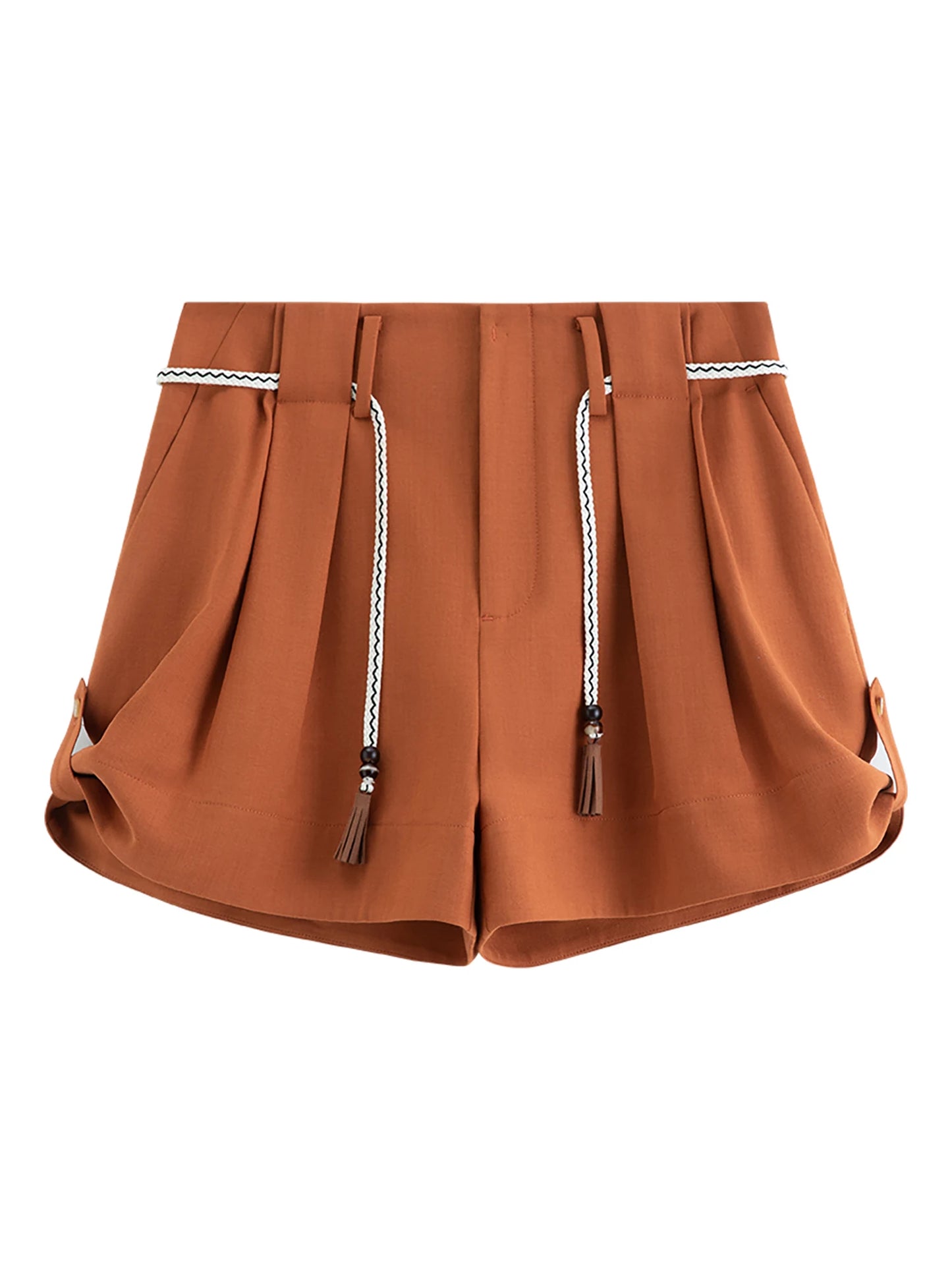 Charcoal Drawstring Pleated Shorts