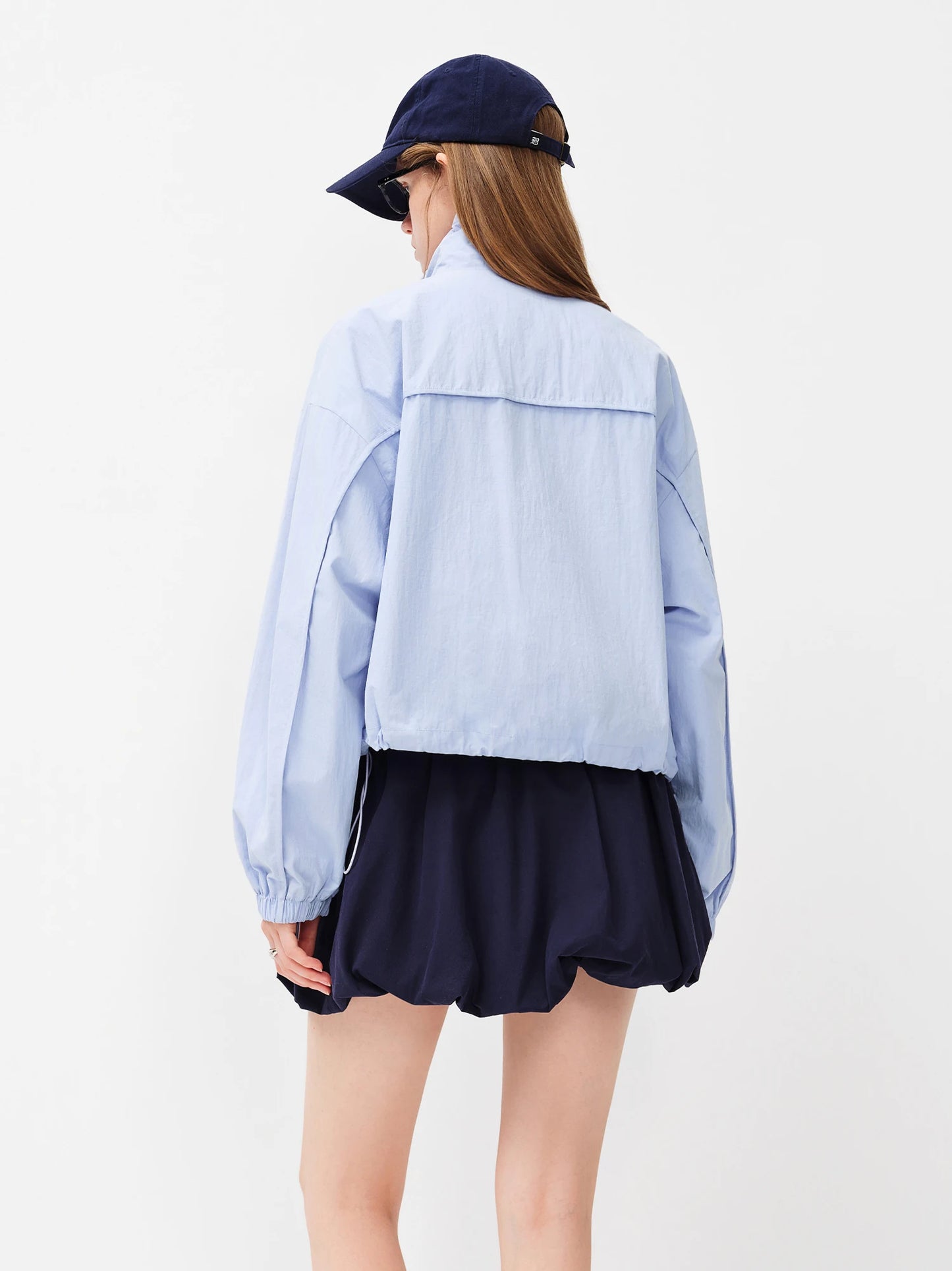 White Stand Collar Utility Jacket