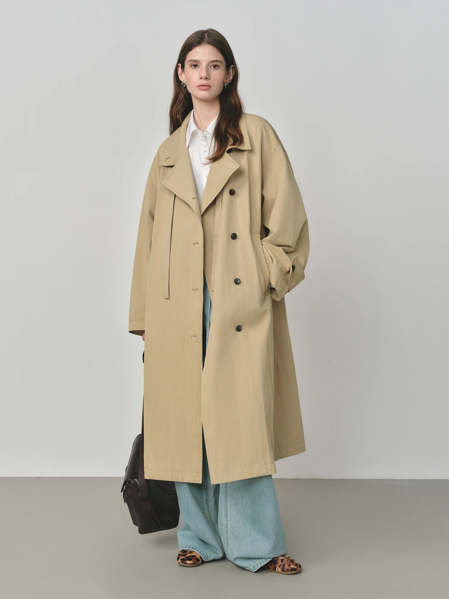 Blush Oversized Lapel Long Trench
