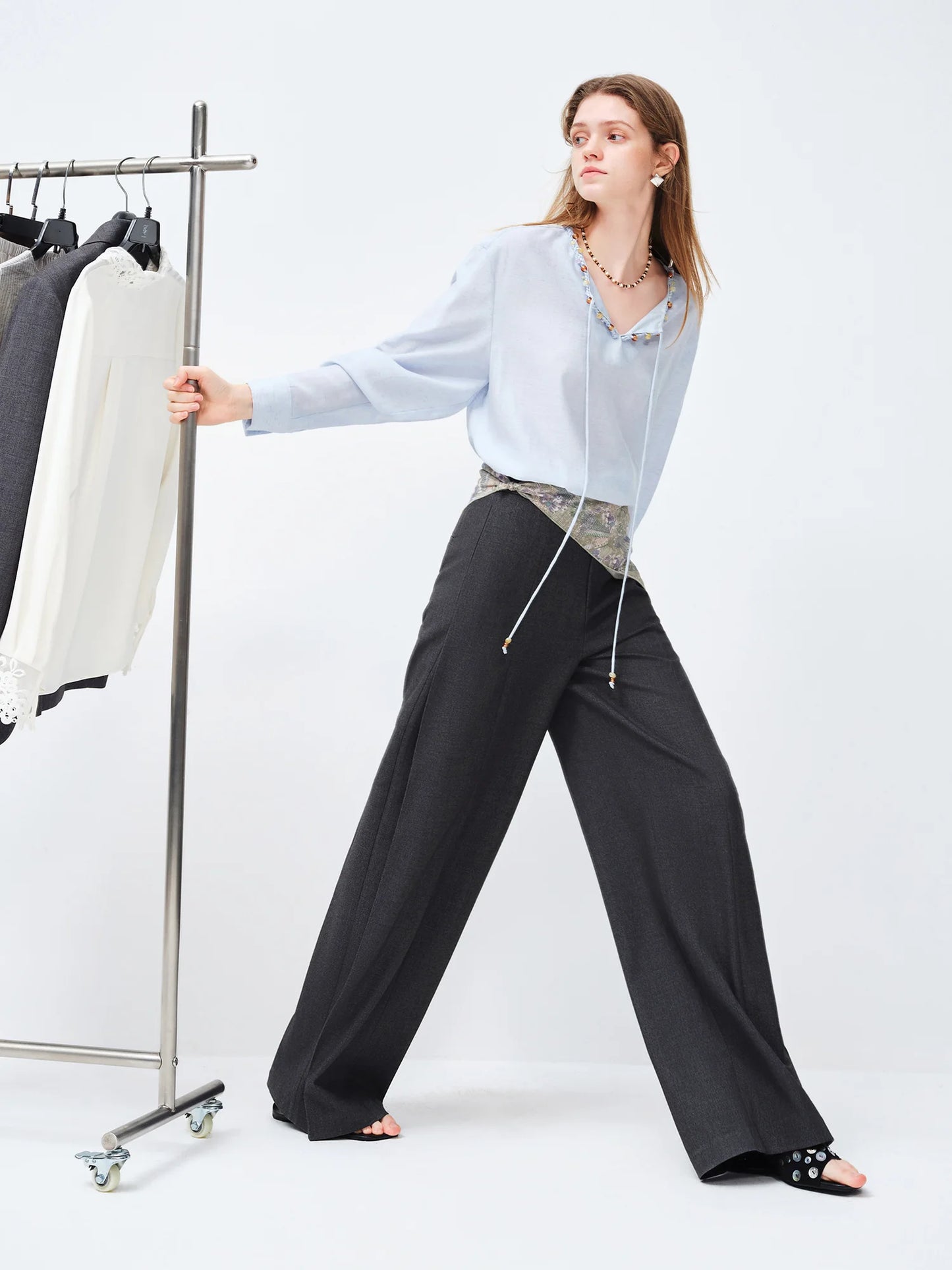 Black Fluid Wide Leg Trousers