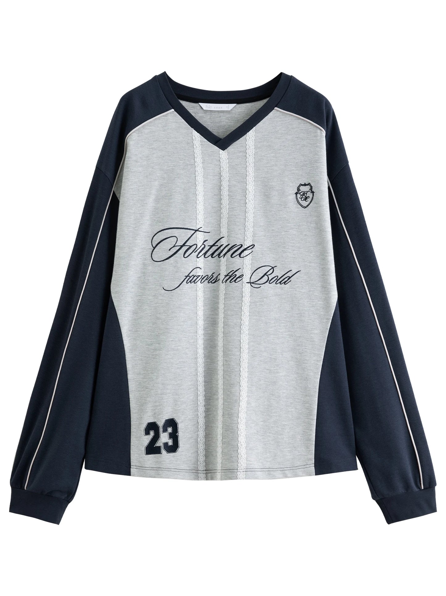Grey Navy Color Block Sweatshirt