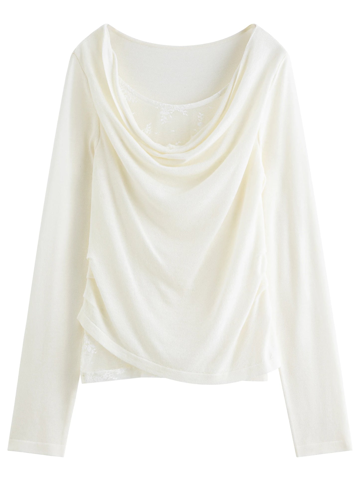 Lilac Draped Collar Knit Top