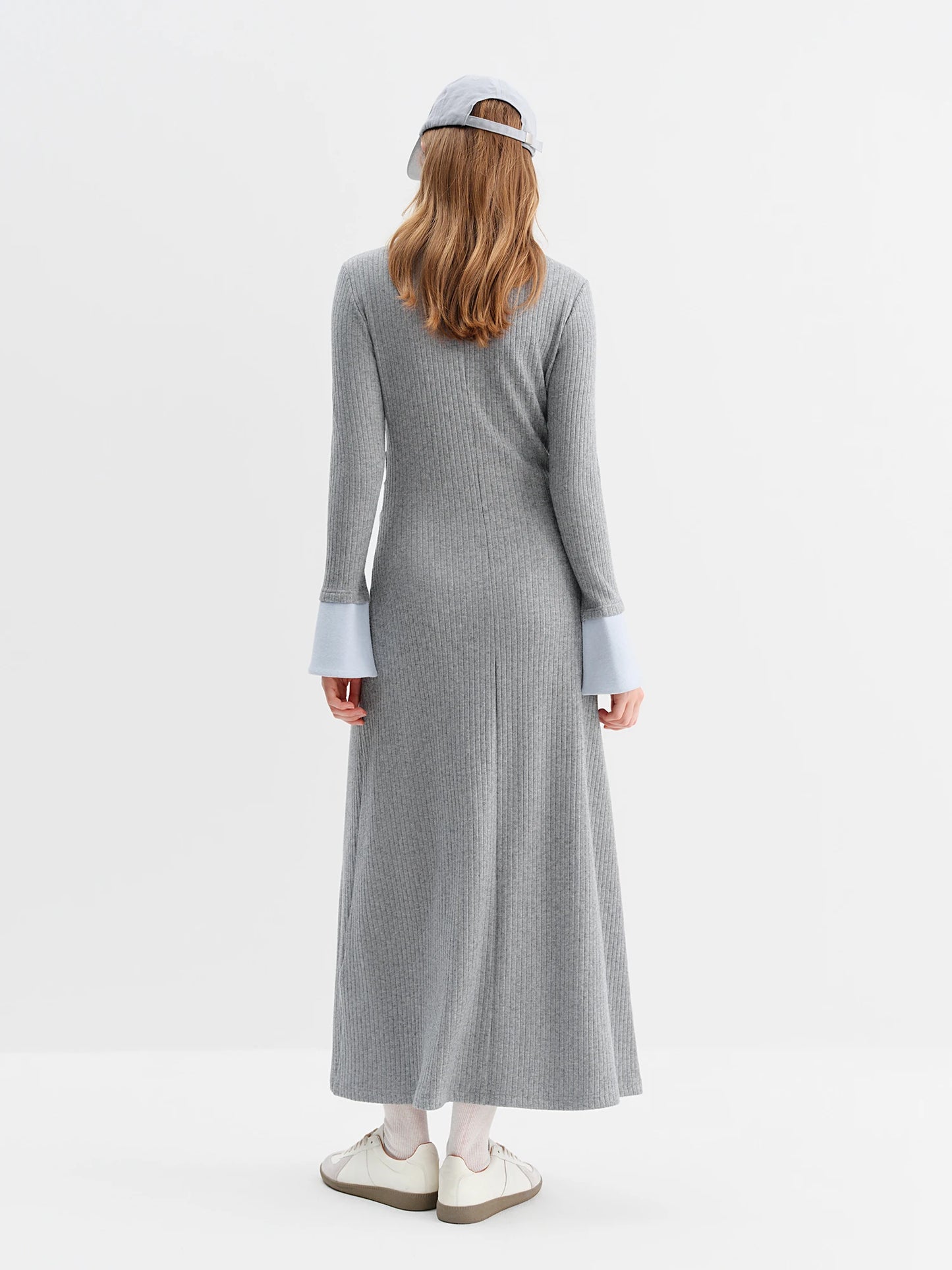 Grey Henley Knit Maxi Dress