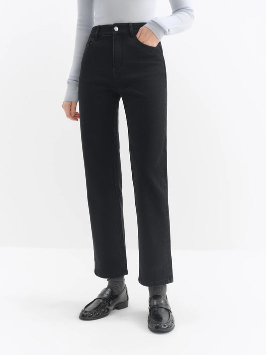 Black High Waist Straight Jeans
