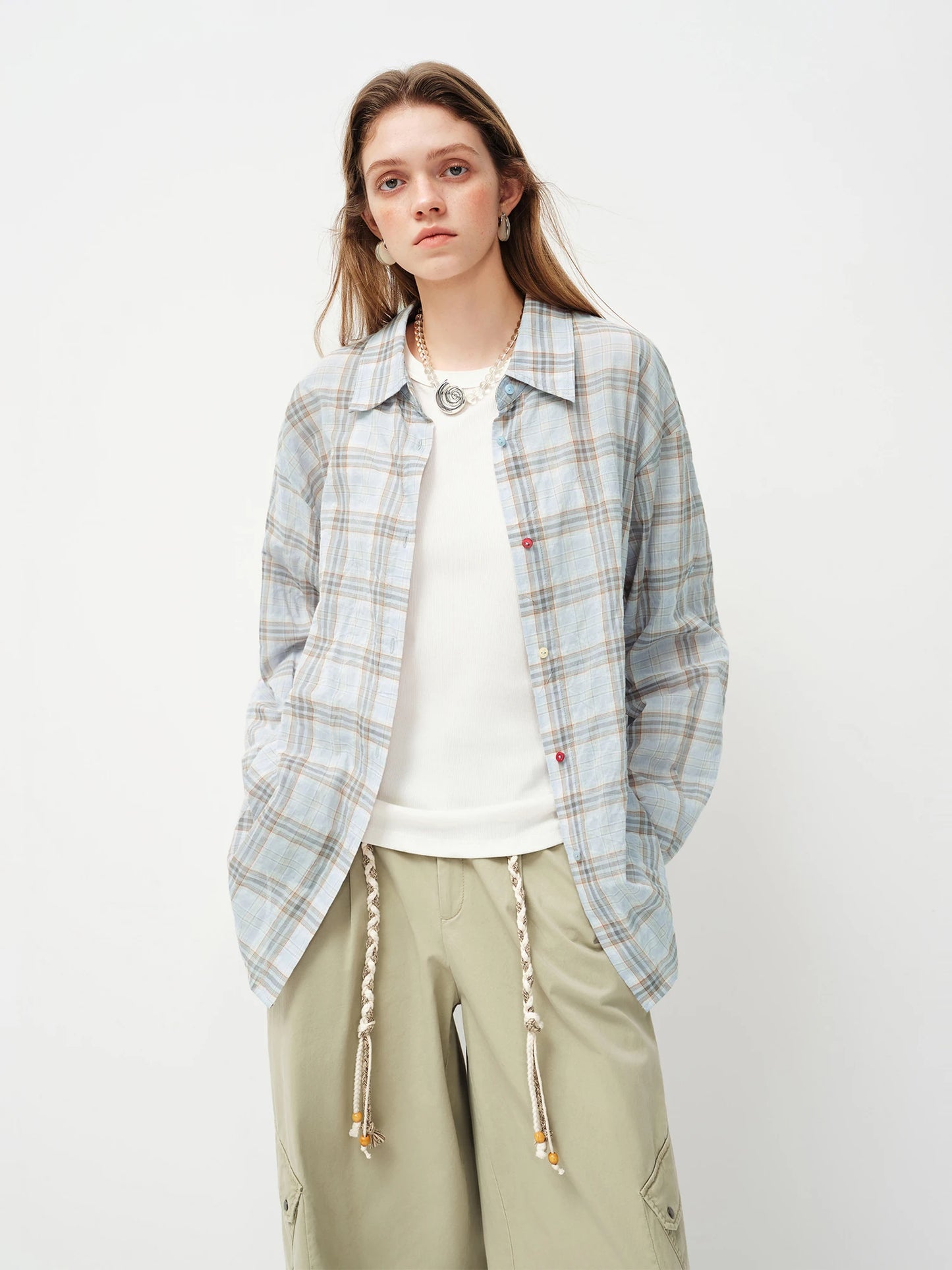 Pink Gingham Puff Sleeve Shirt