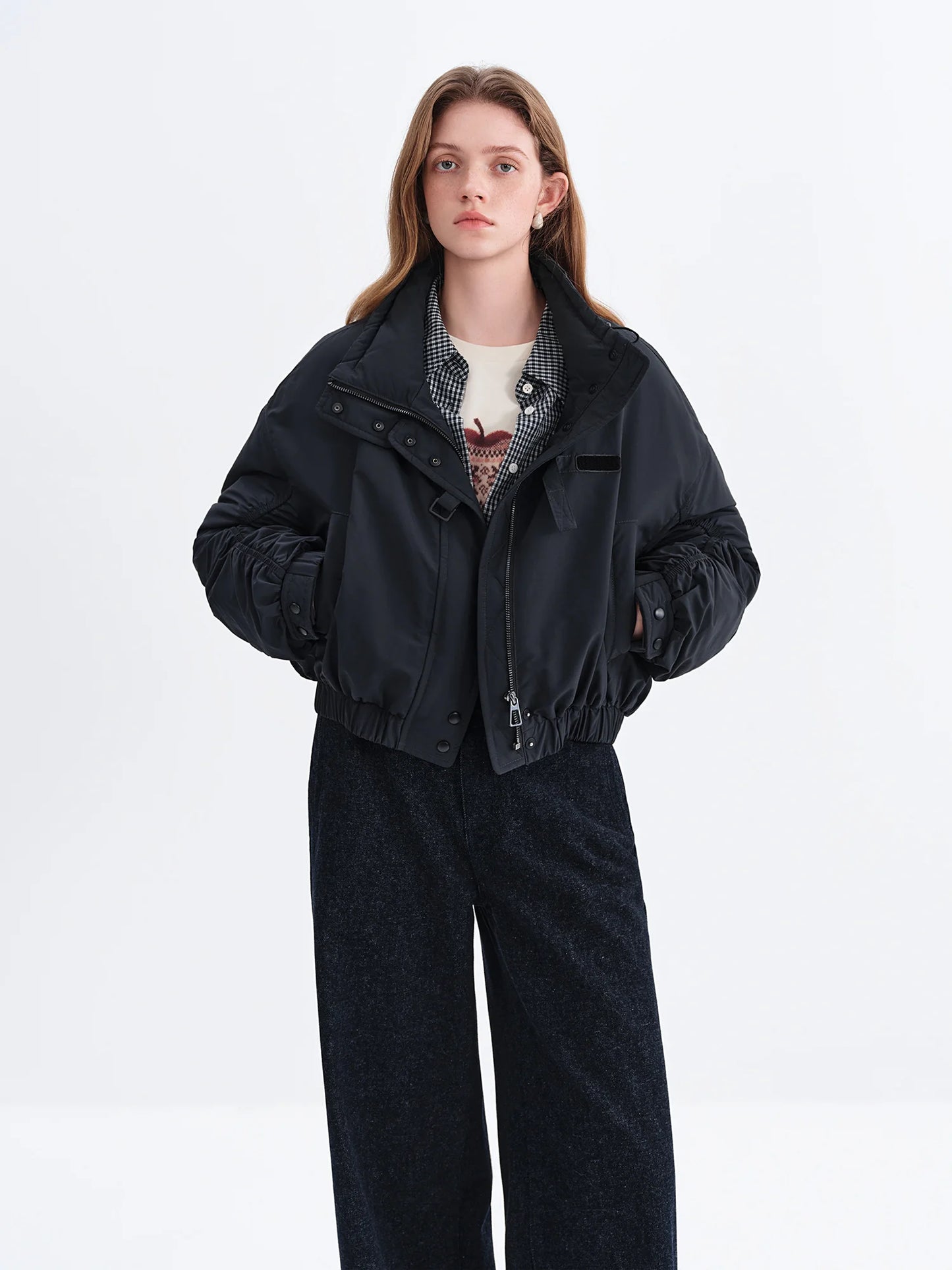 Black Fleece Lined Bomber Jacket