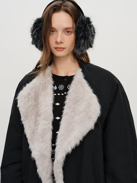 Black Faux Fur Collar Jacket