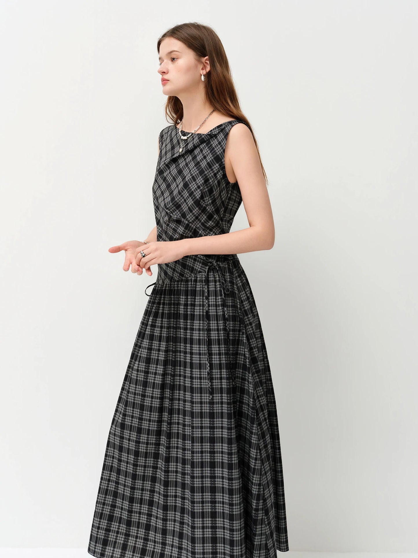 Black Draped Neck Maxi Dress