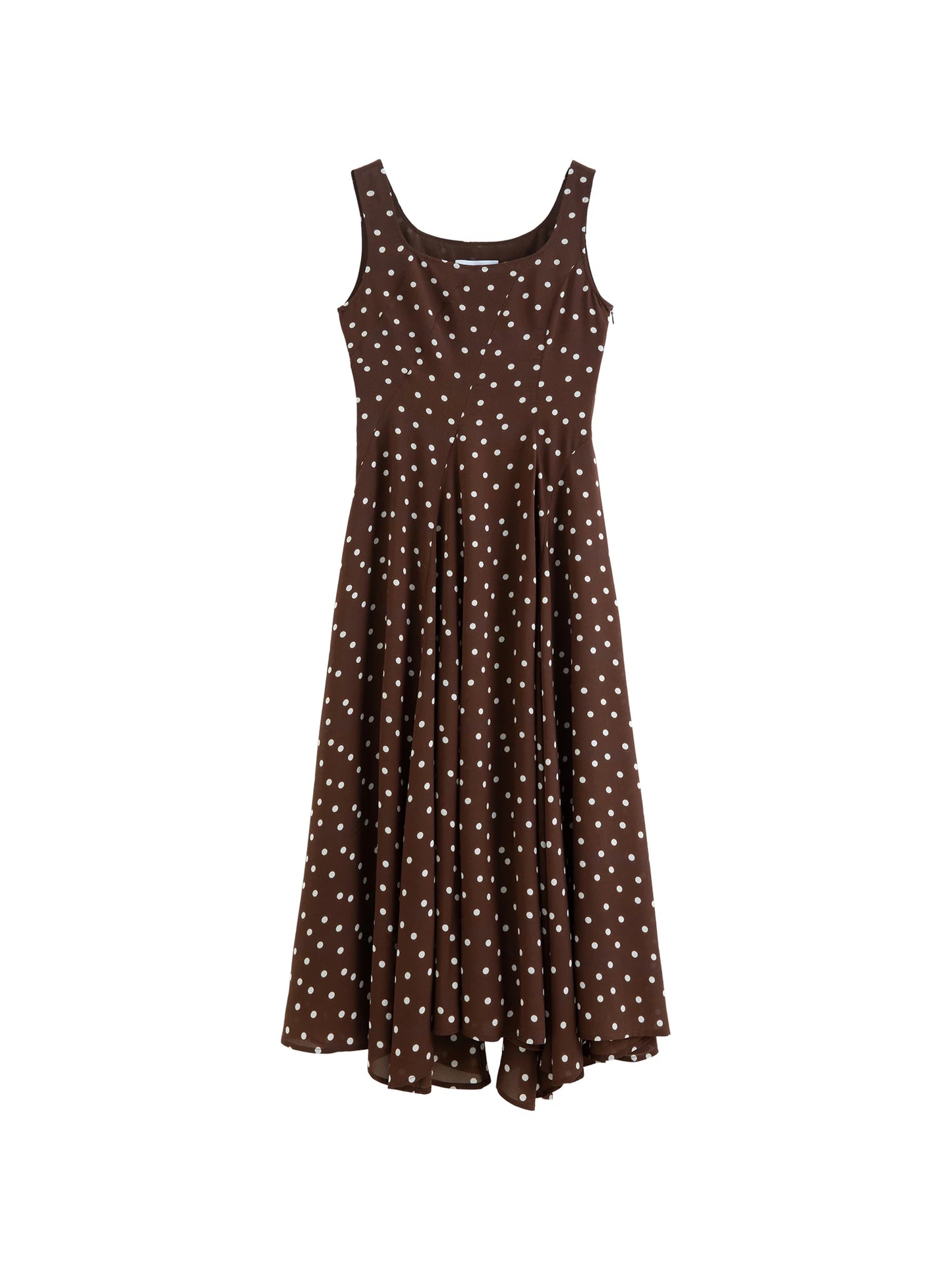 Brown Polka Dot Square Neck Maxi Dress