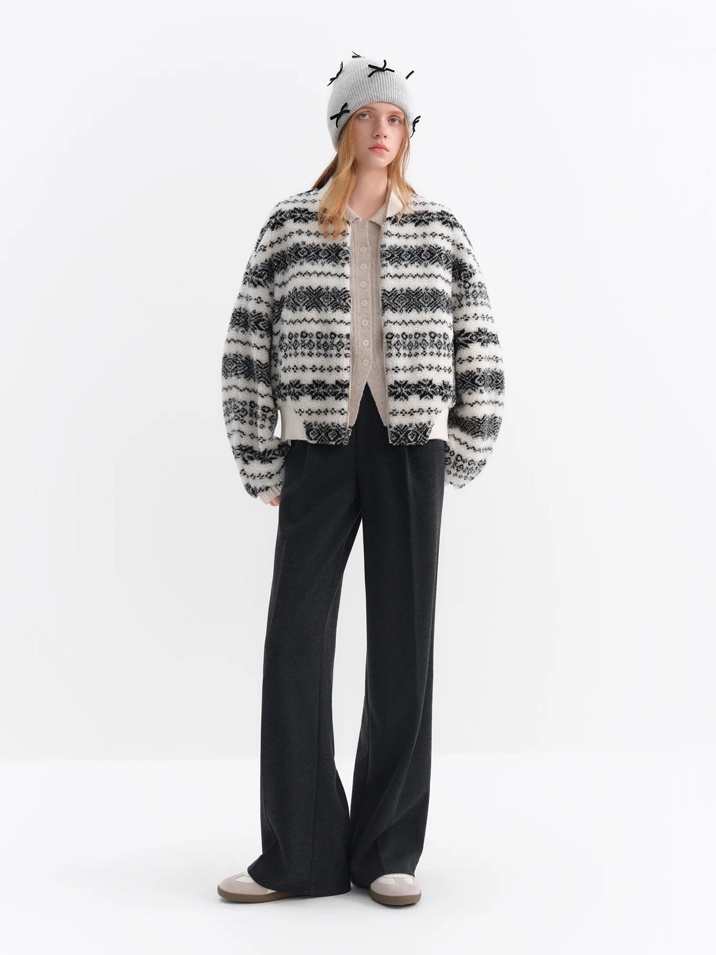 Black White Pattern Reversible Jacket