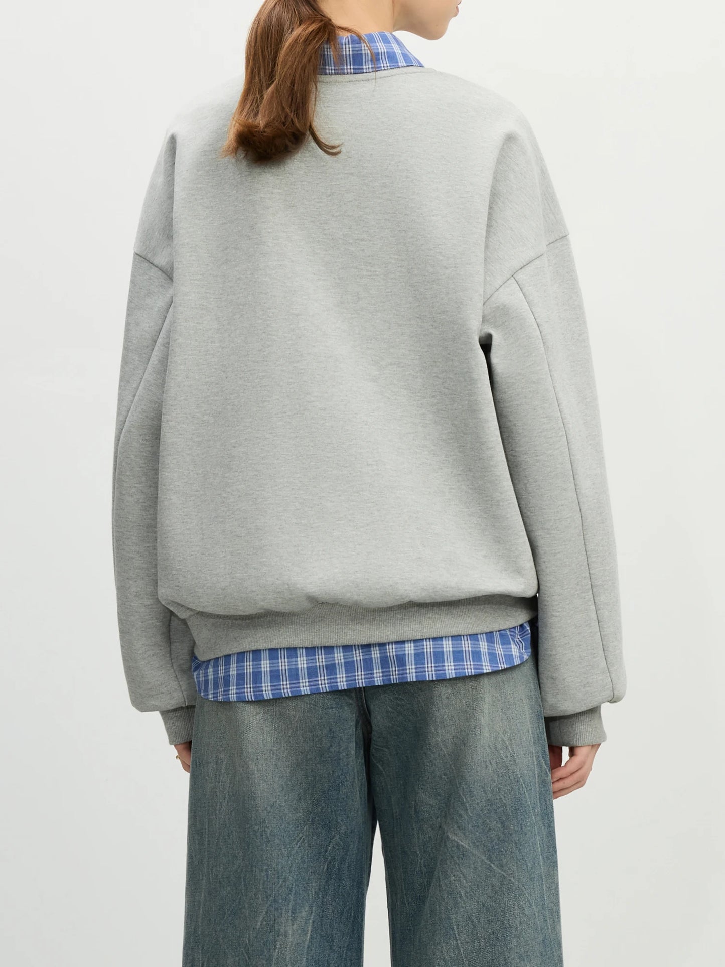 Grey Croissant Graphic Crewneck Sweatshirt