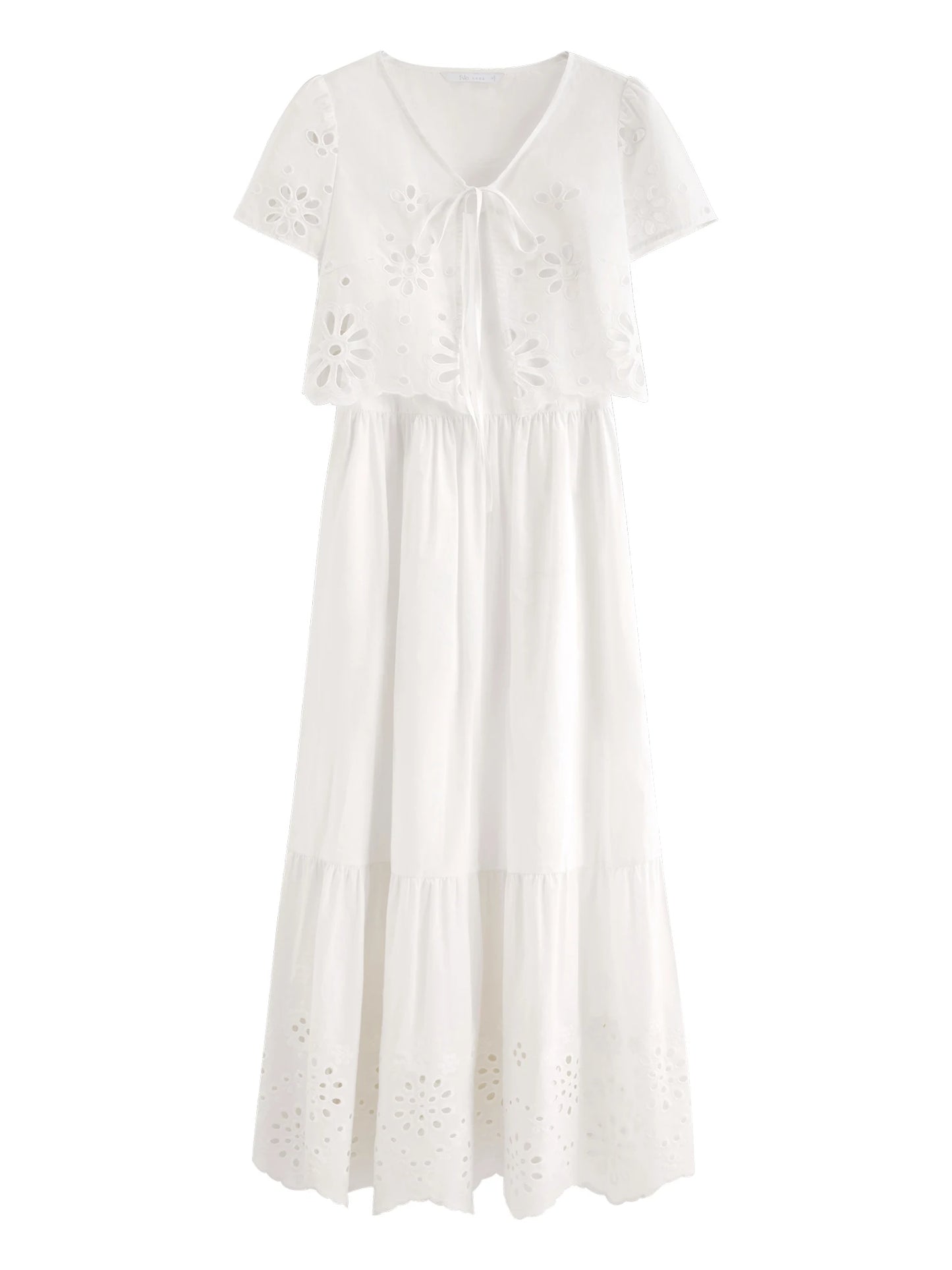 White Lace Two Piece Maxi Dress