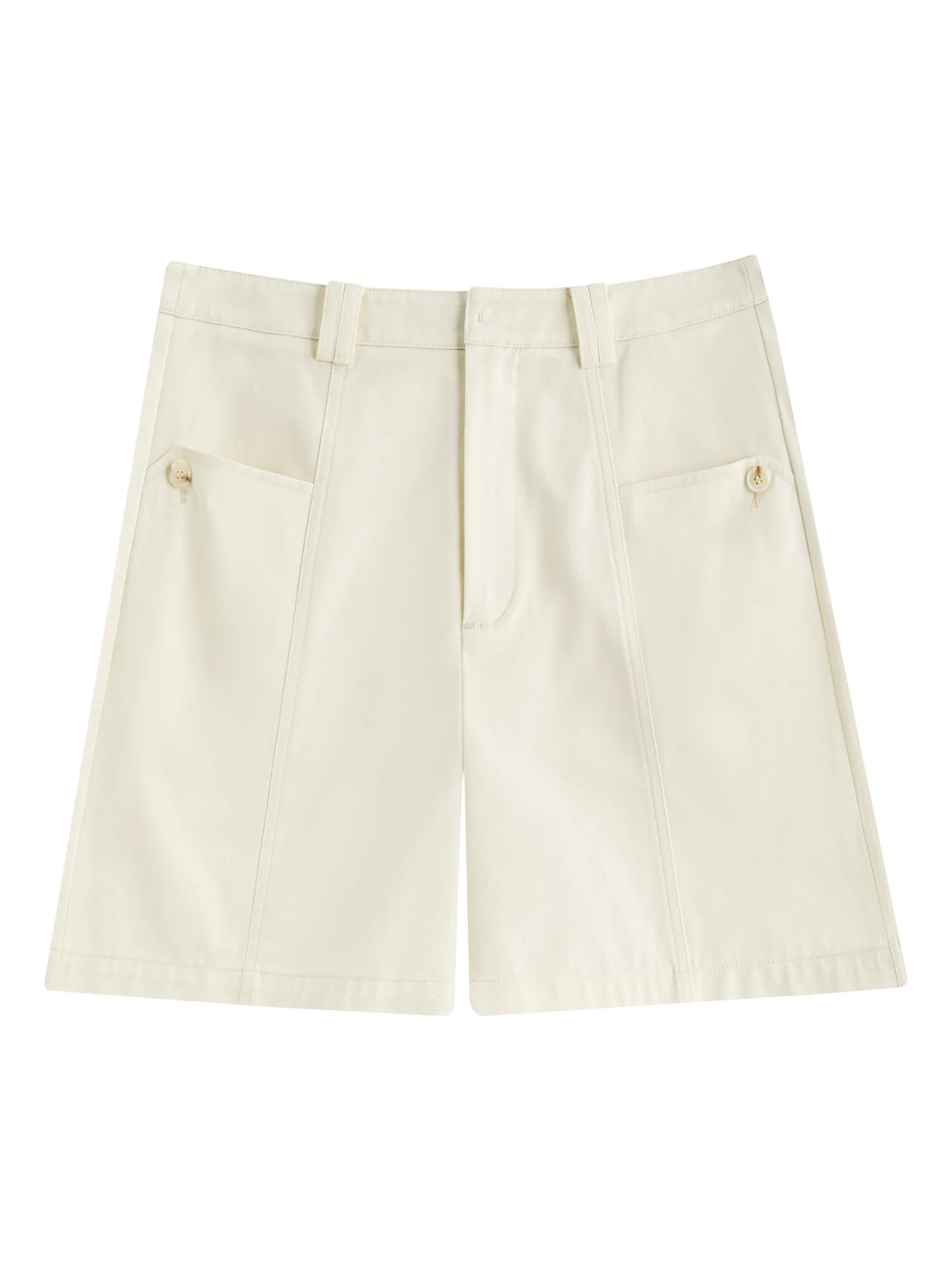 Khaki High Waist Cotton Shorts