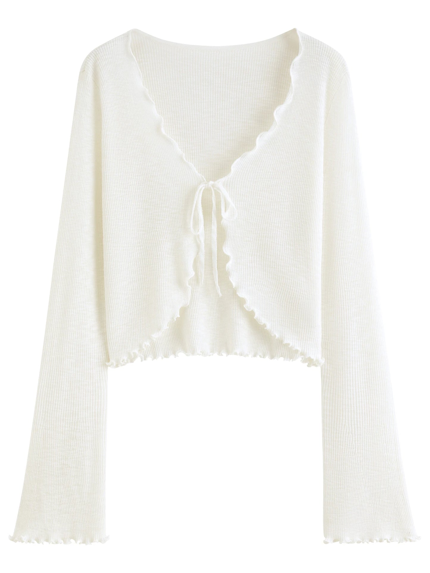 Red Tie Front Cropped Cardigan