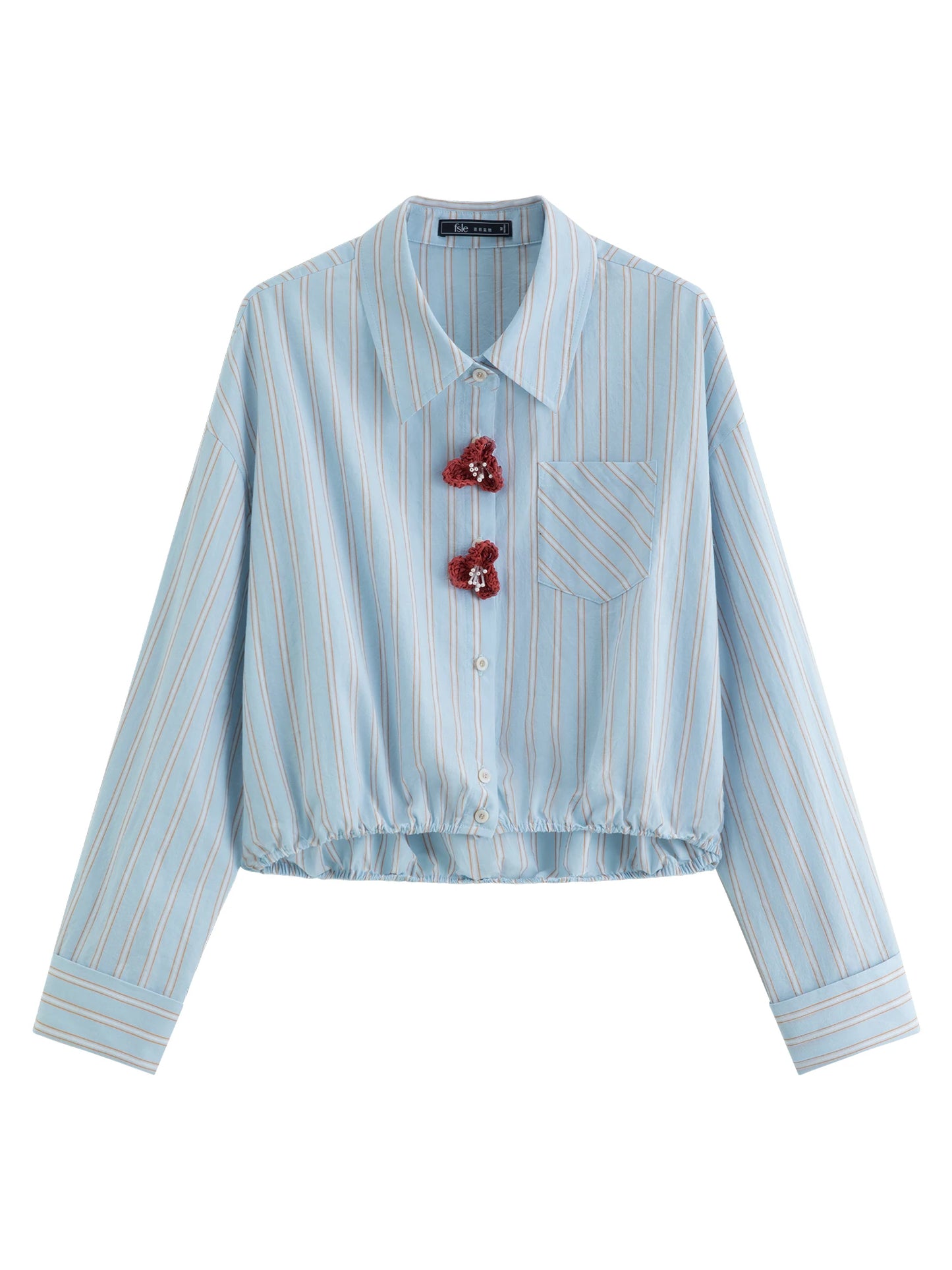 Blue Striped Floral Button Shirt