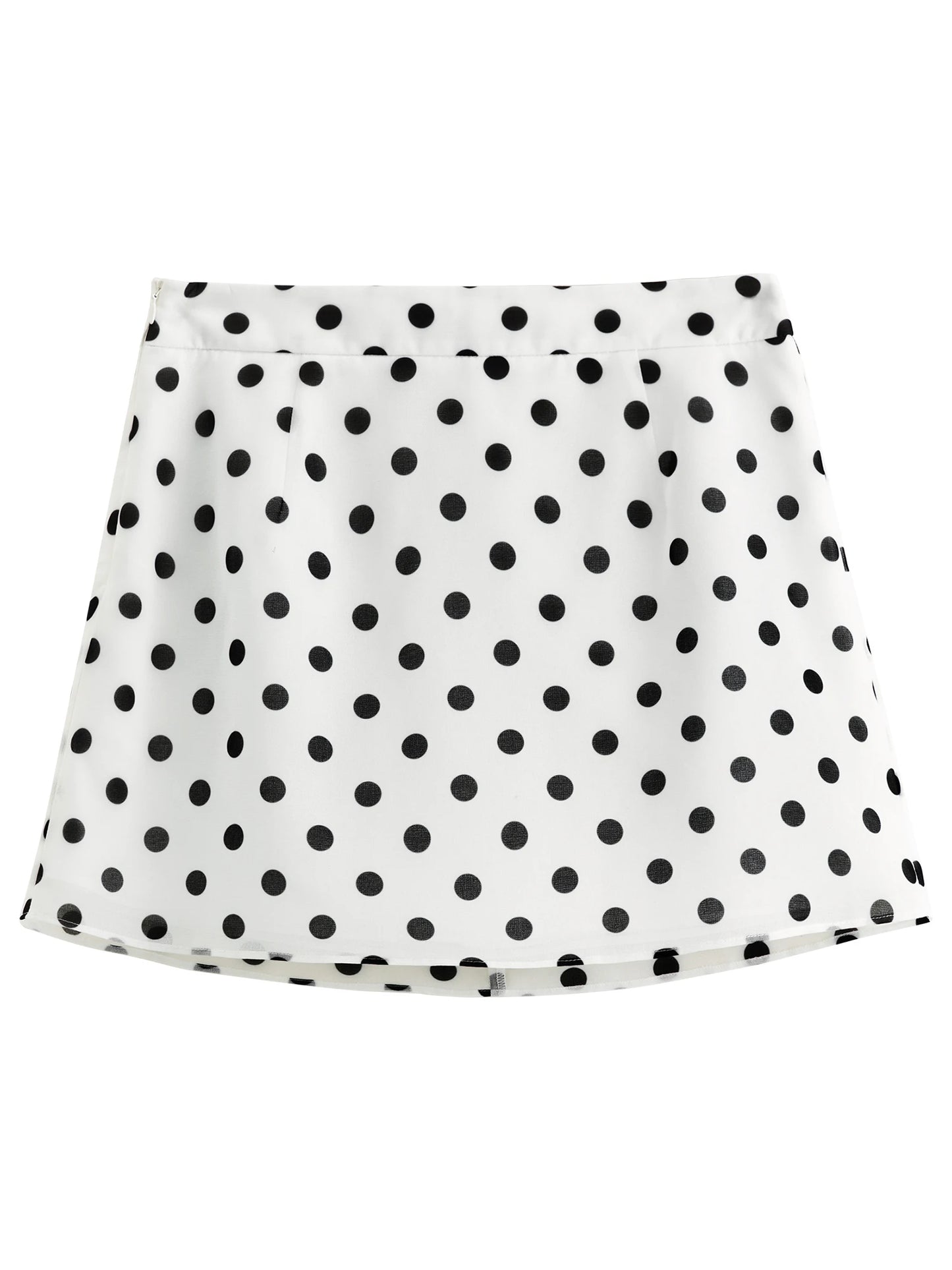 Ivory Polka Dot A-Line Mini Skirt