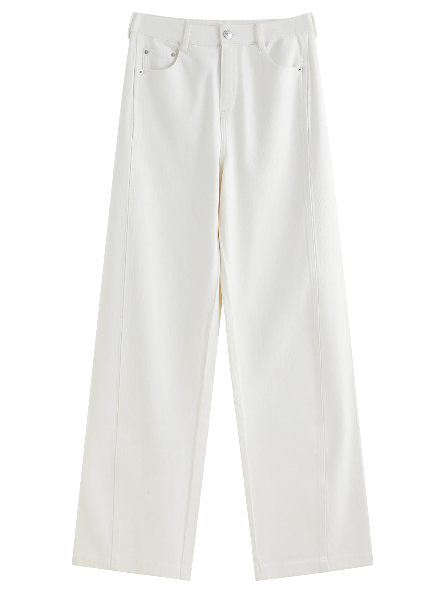 White Side Slit Wide Leg Jeans