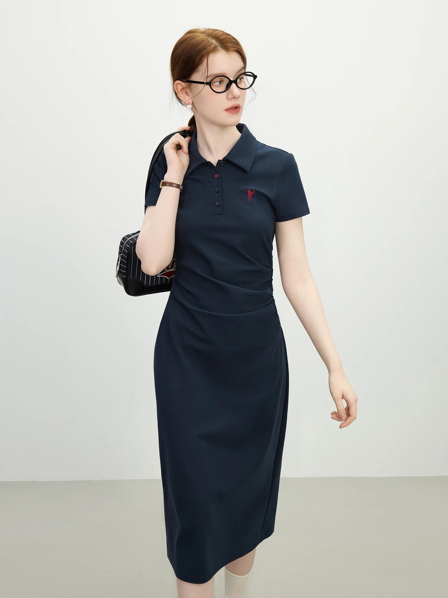 Sage Polo Collar Midi Dress
