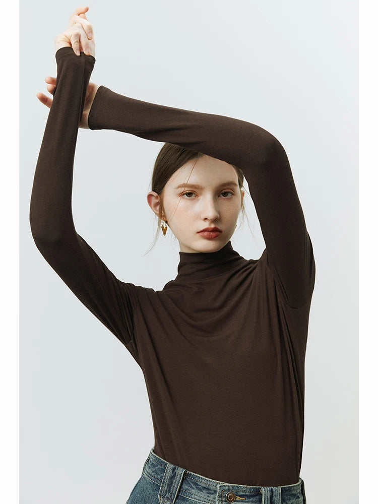 Ivory Slim Mock Neck Knit Top