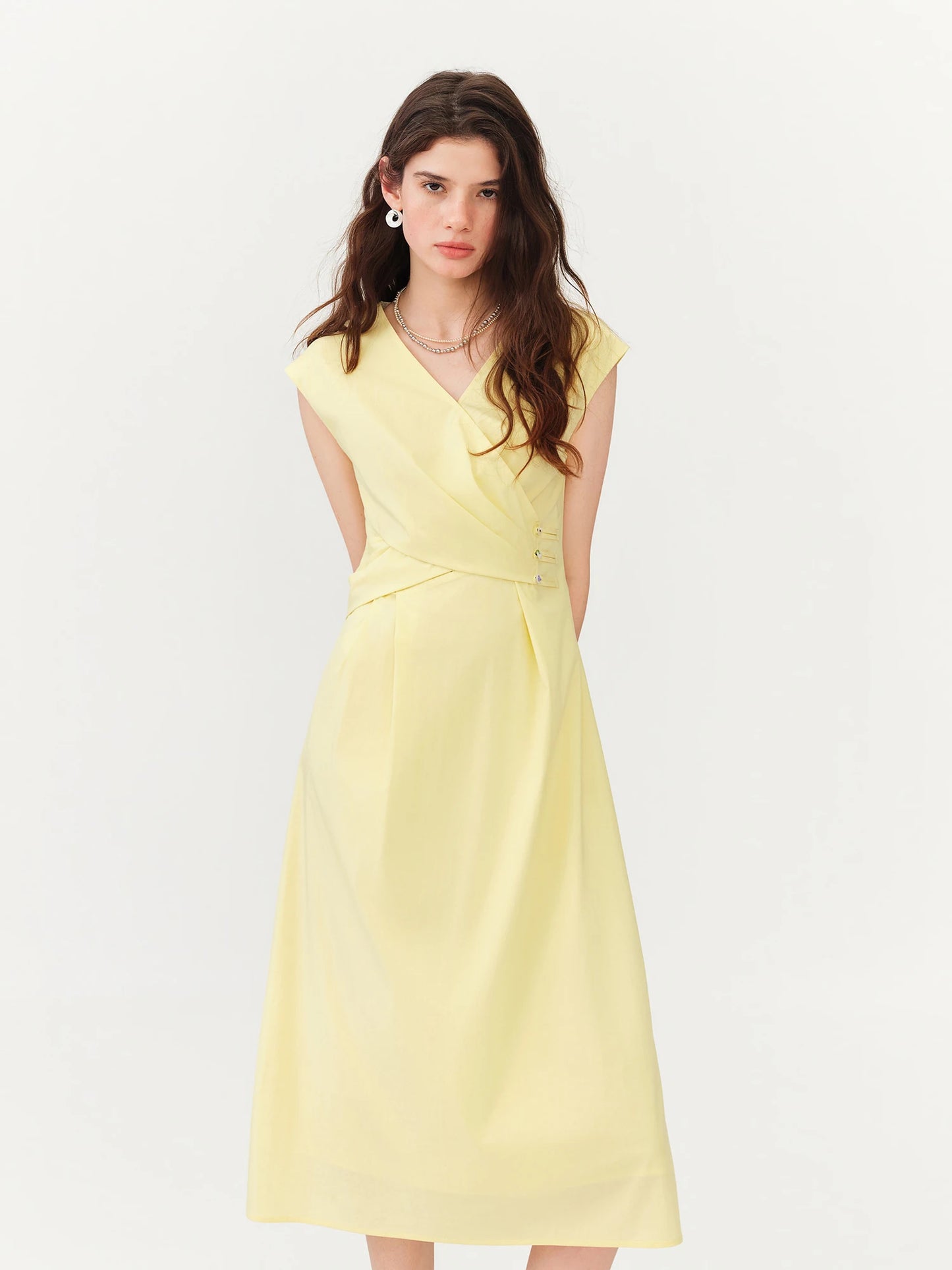 Pale Blue Wrap Front Midi Dress
