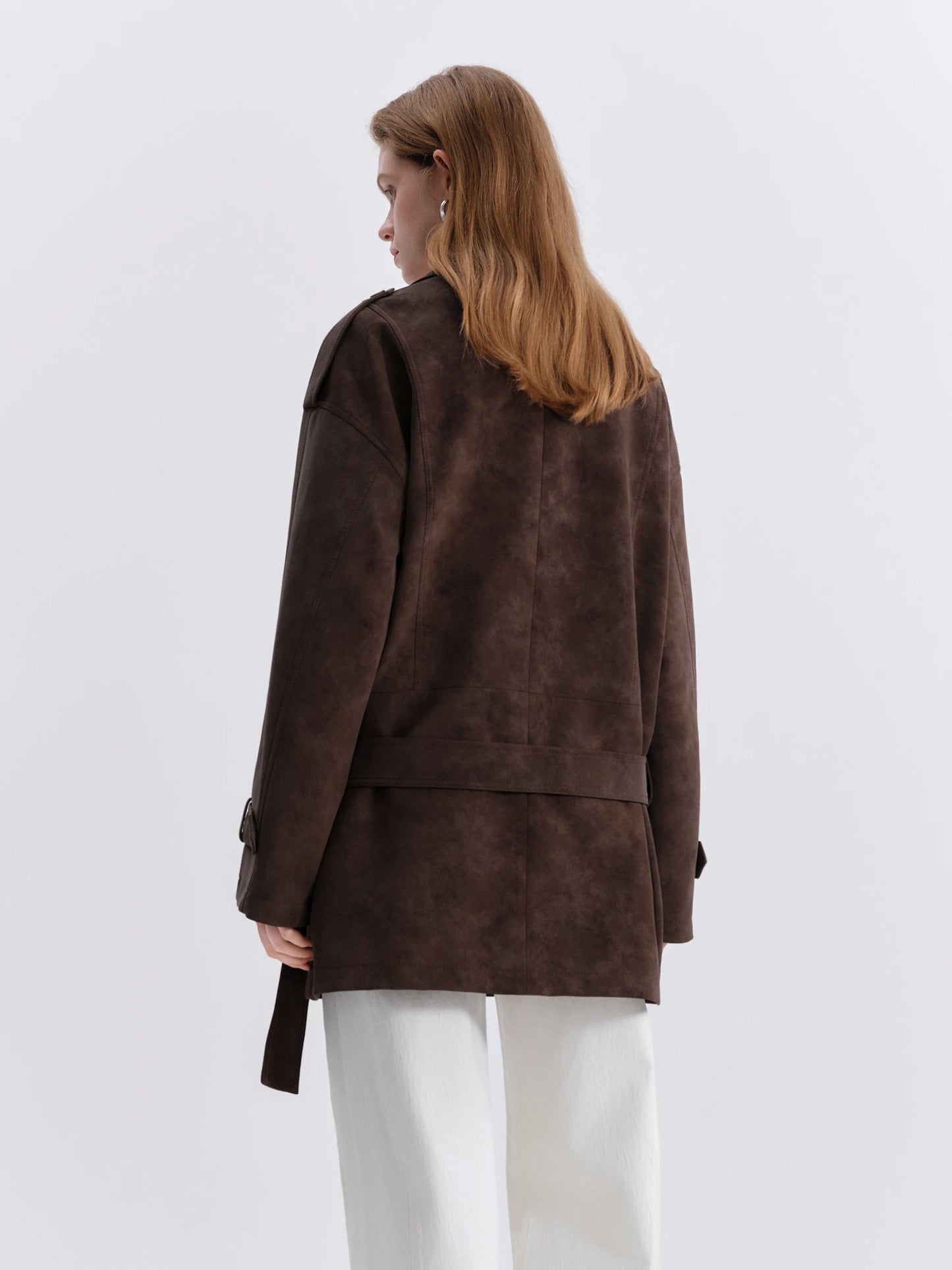 Brown Double Breasted Leather Jacket