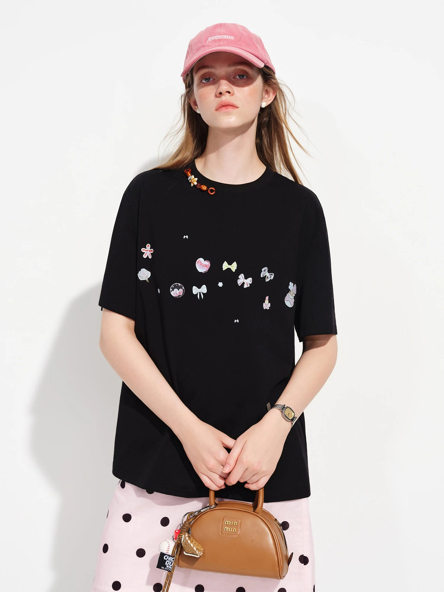 Black Embroidered Oversized Cotton Tee
