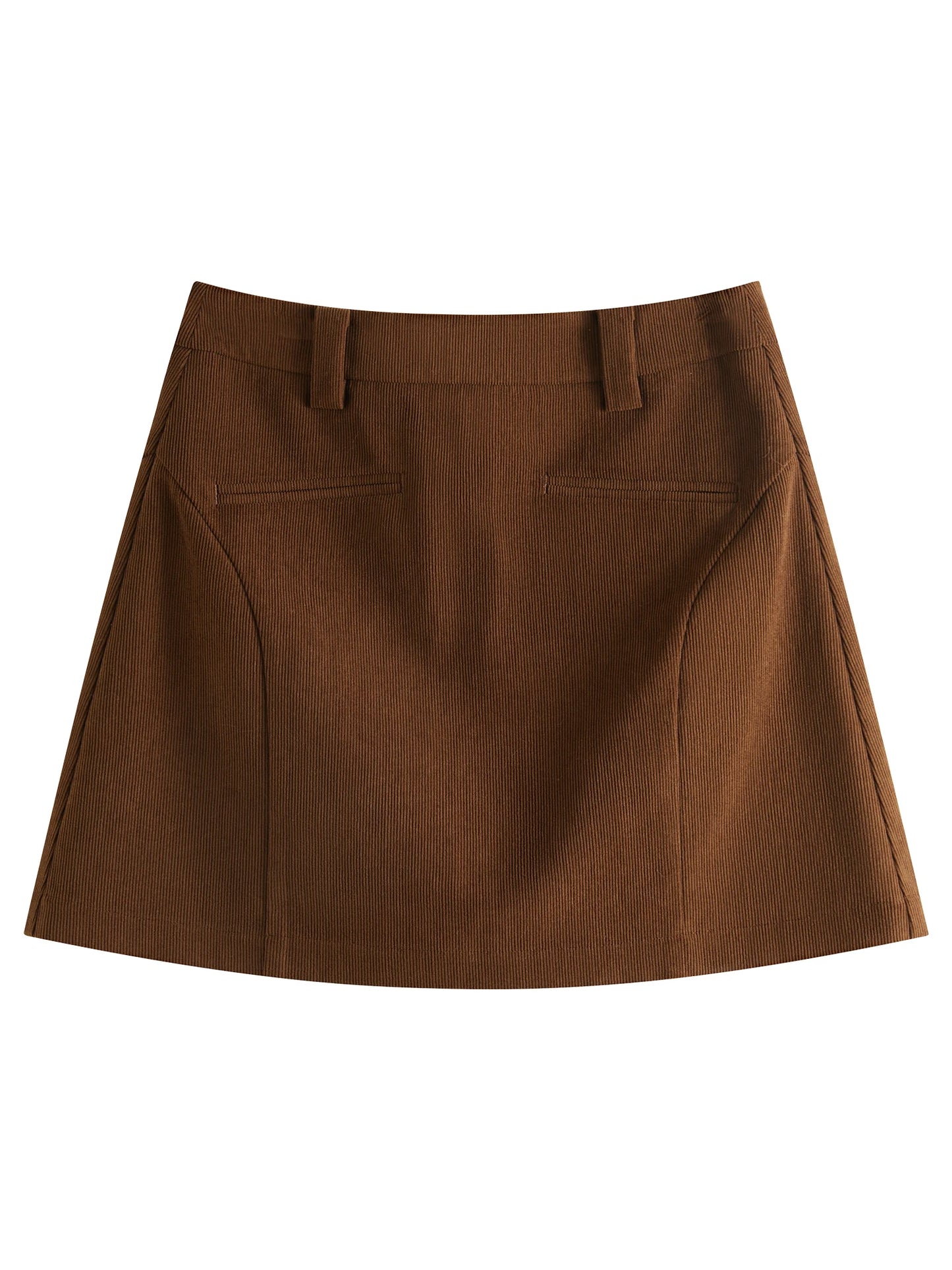 Brown Corduroy A-Line Mini Skirt