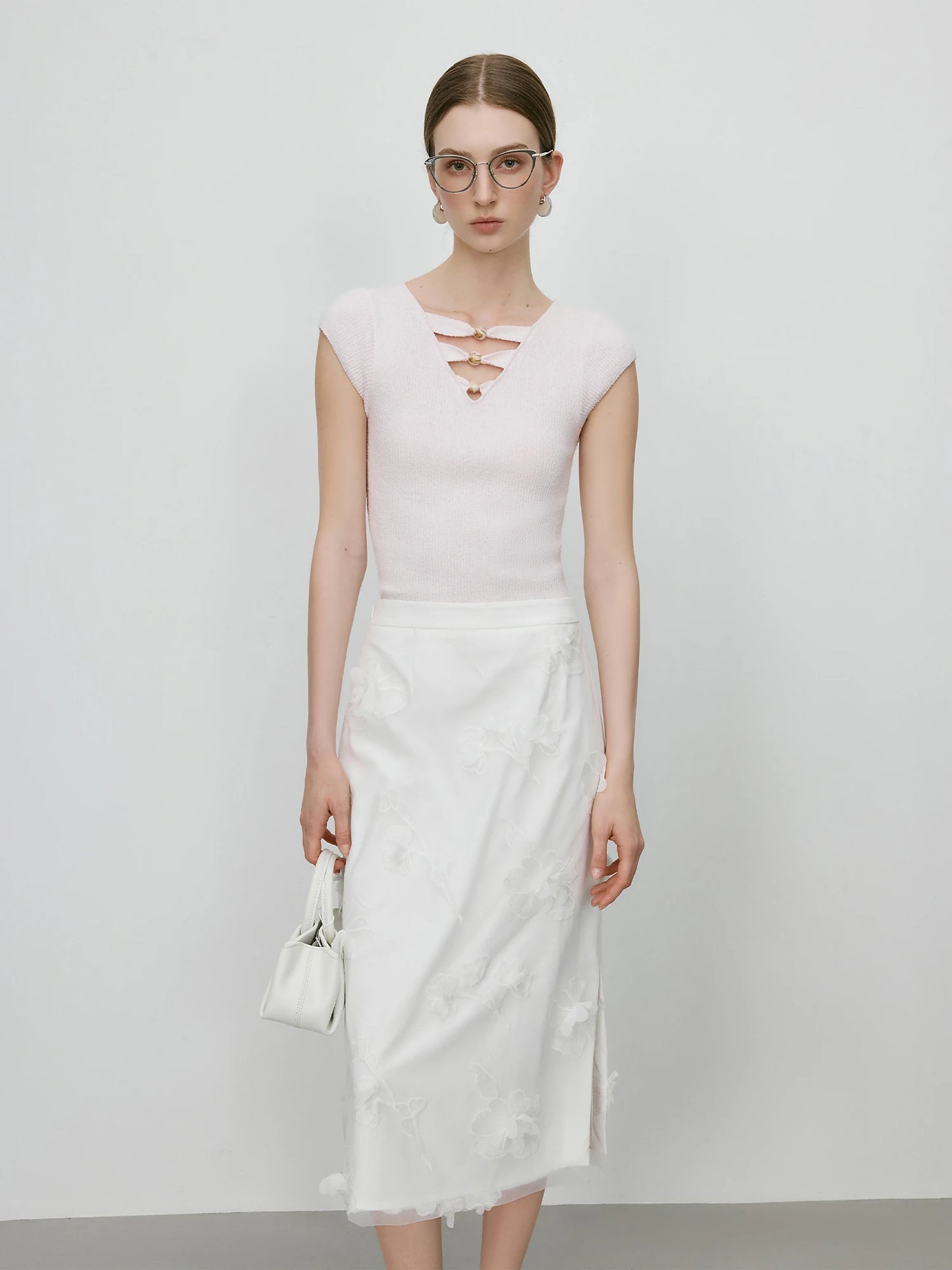 Ivory Cutout Sleeveless Knit Top