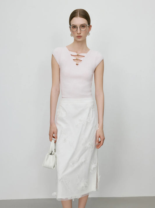 Ivory Cutout Sleeveless Knit Top