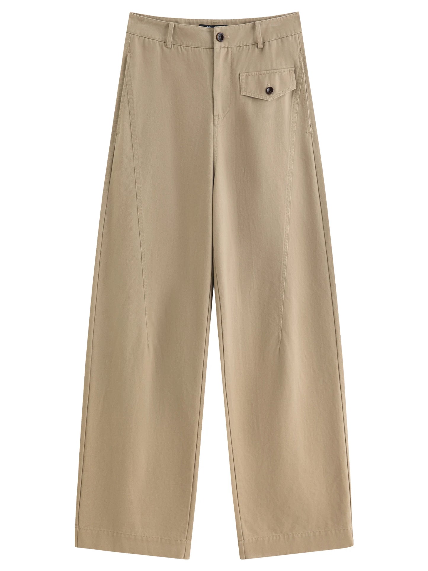 Khaki Relaxed Straight Leg Trousers