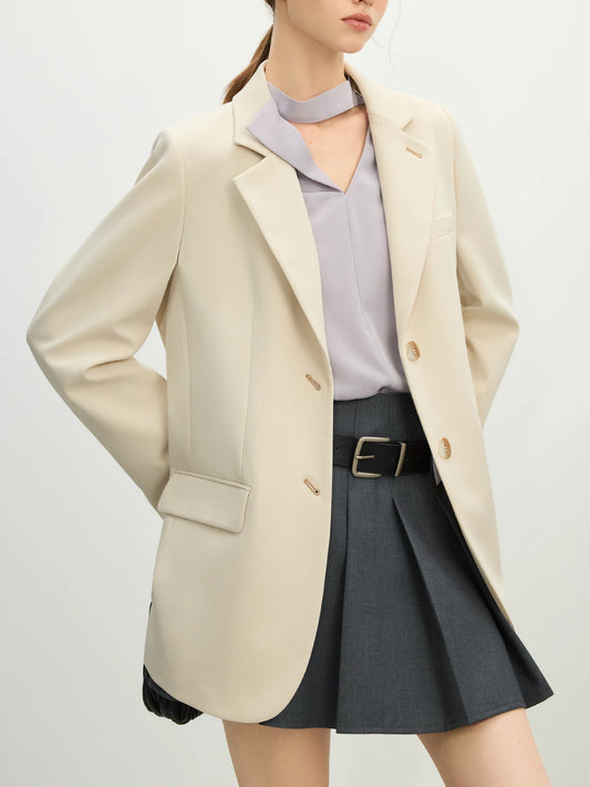 Ivory Single Button Tailored Blazer
