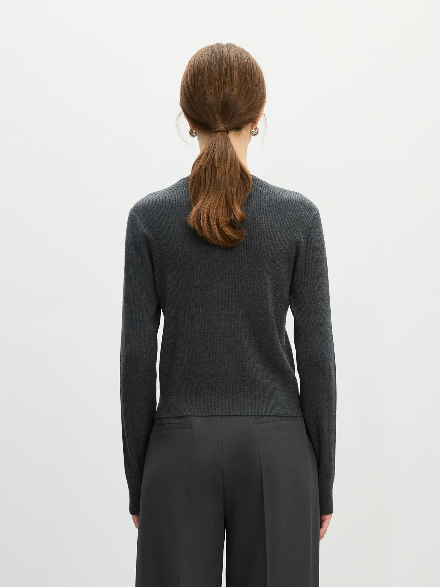 Charcoal Layered Scarf Knit Cardigan