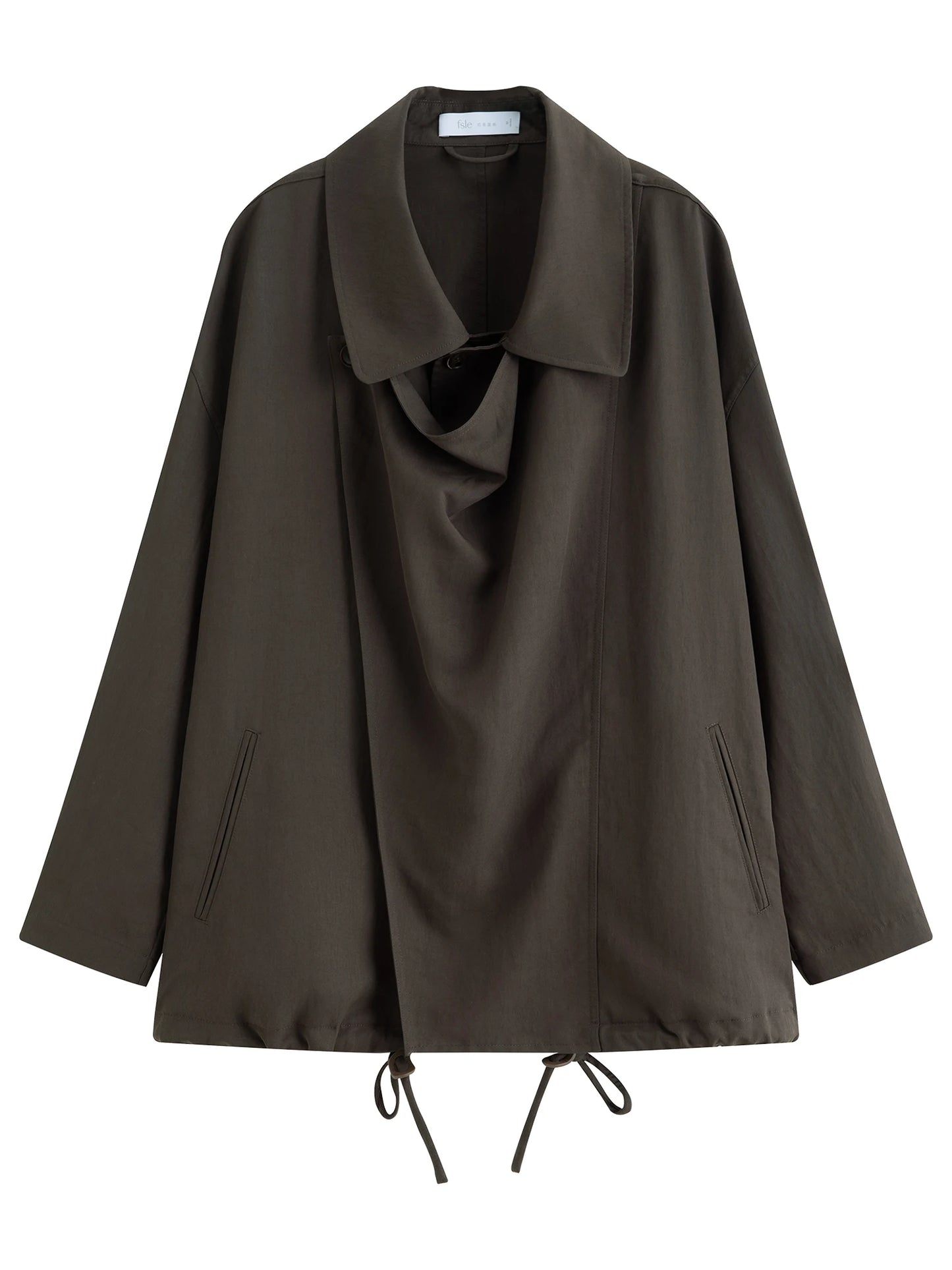 Black Draped Collar Short Jacket
