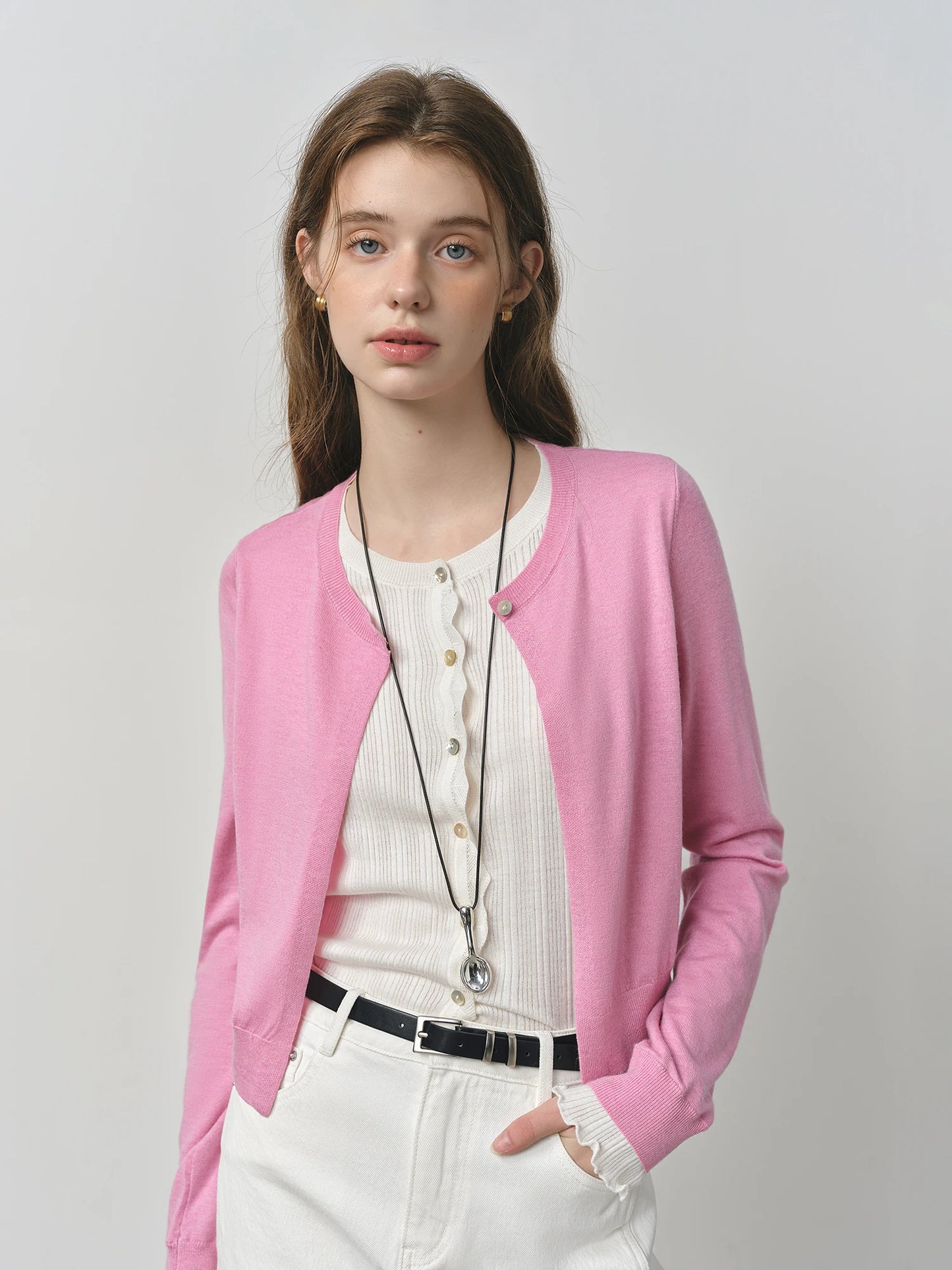 Charcoal Layered Shirt Knit Cardigan