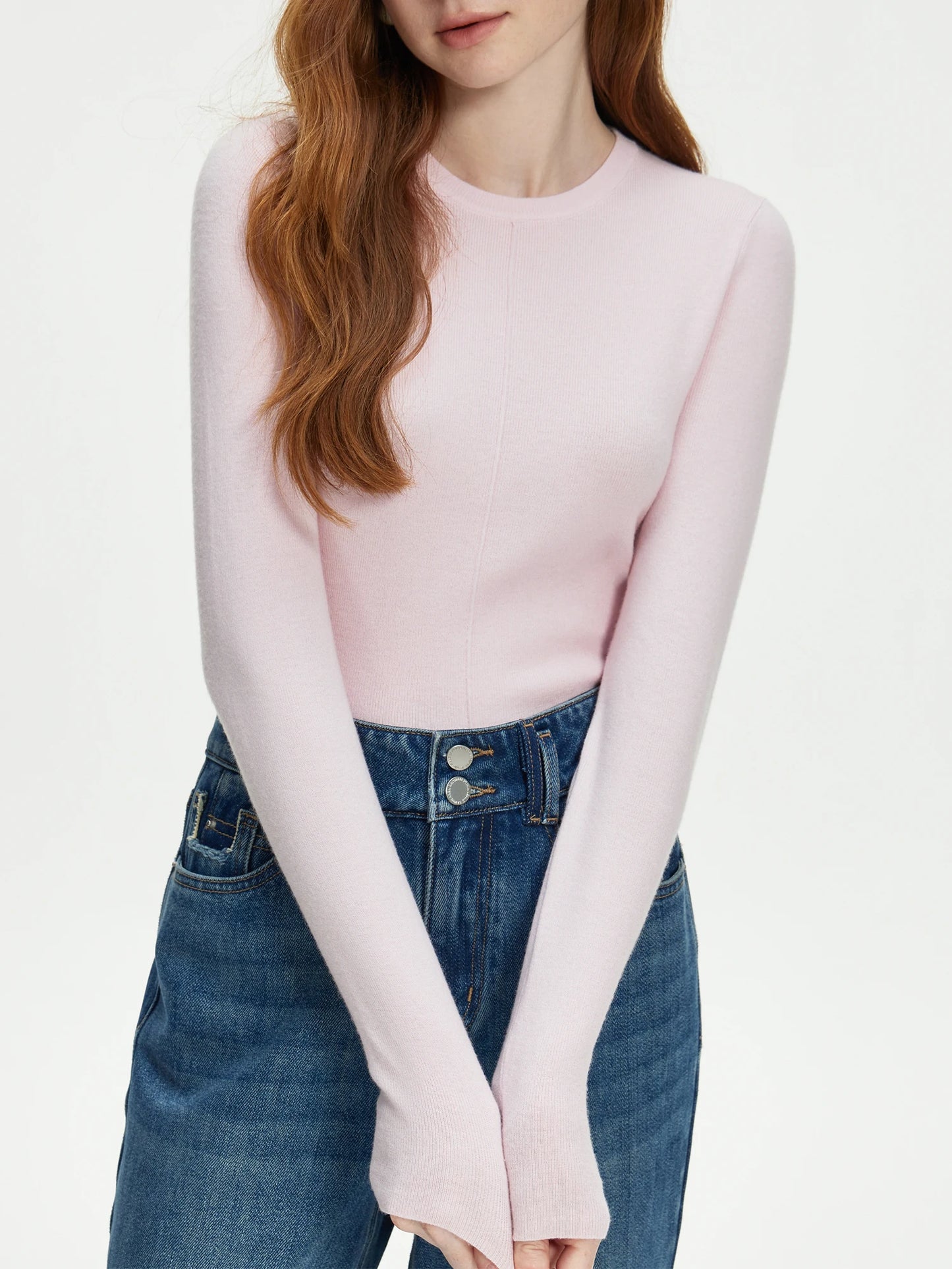 Blush Slim Crew Neck Knit Top