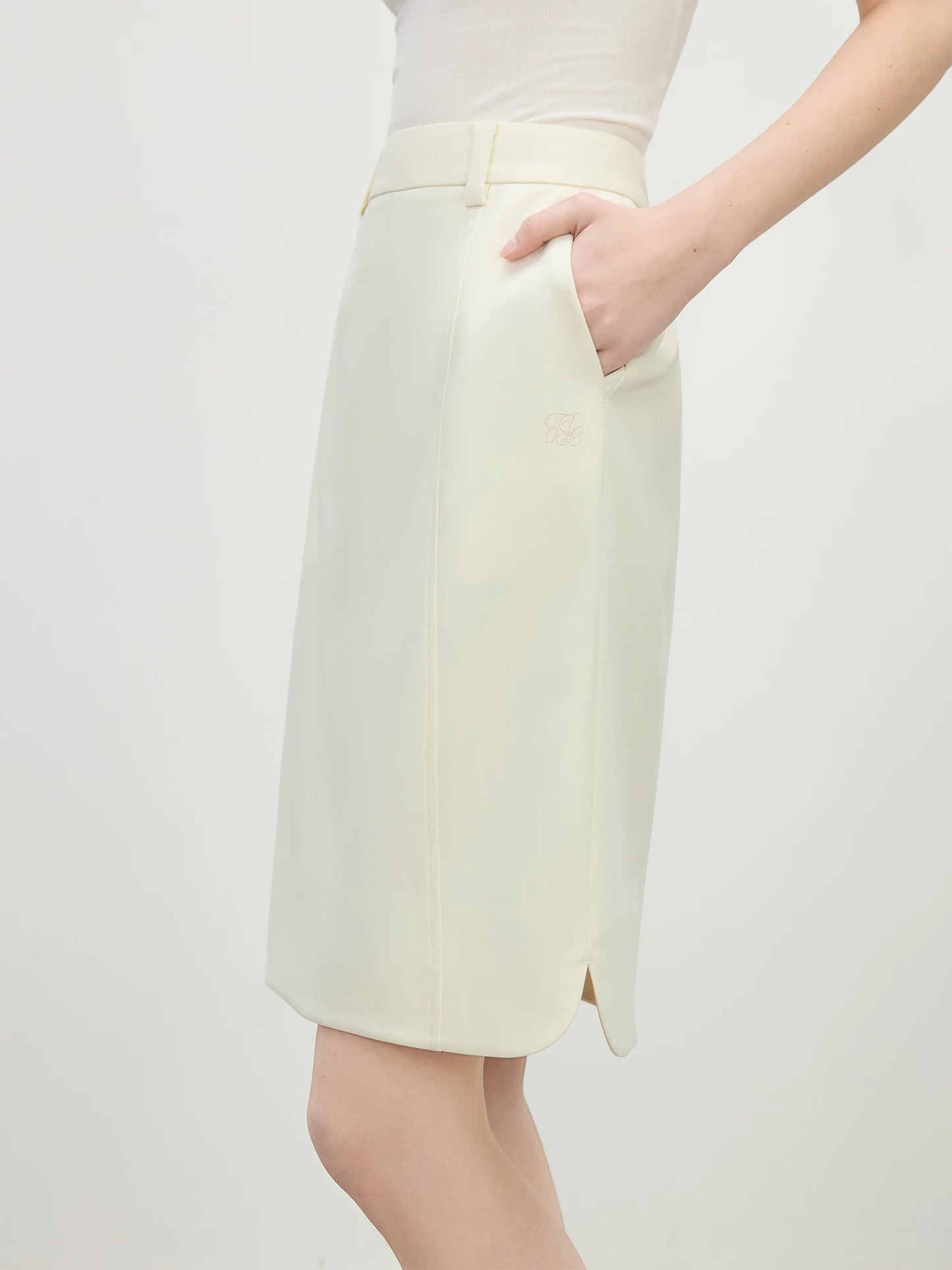 Ivory Tailored A-Line Mini Skirt
