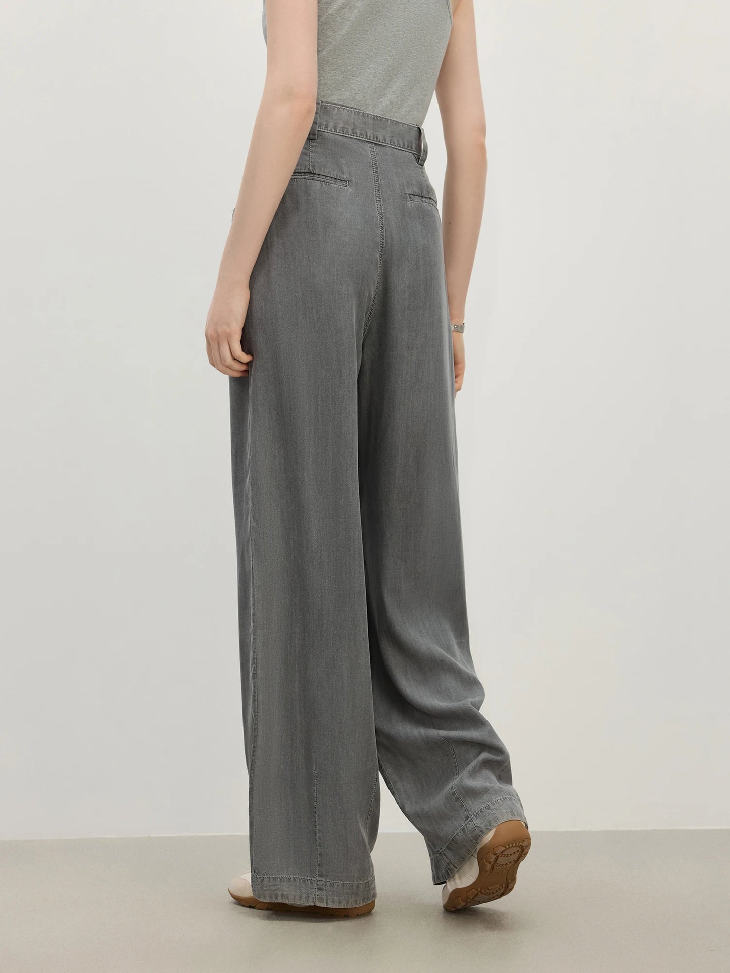 Charcoal Draped Wide Leg Jeans