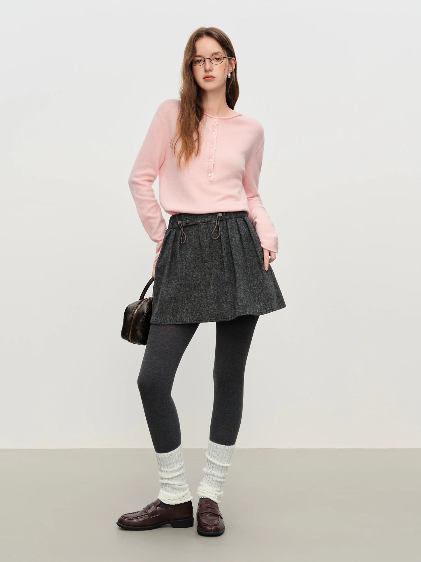 Black Lace Trim Knit Sweater