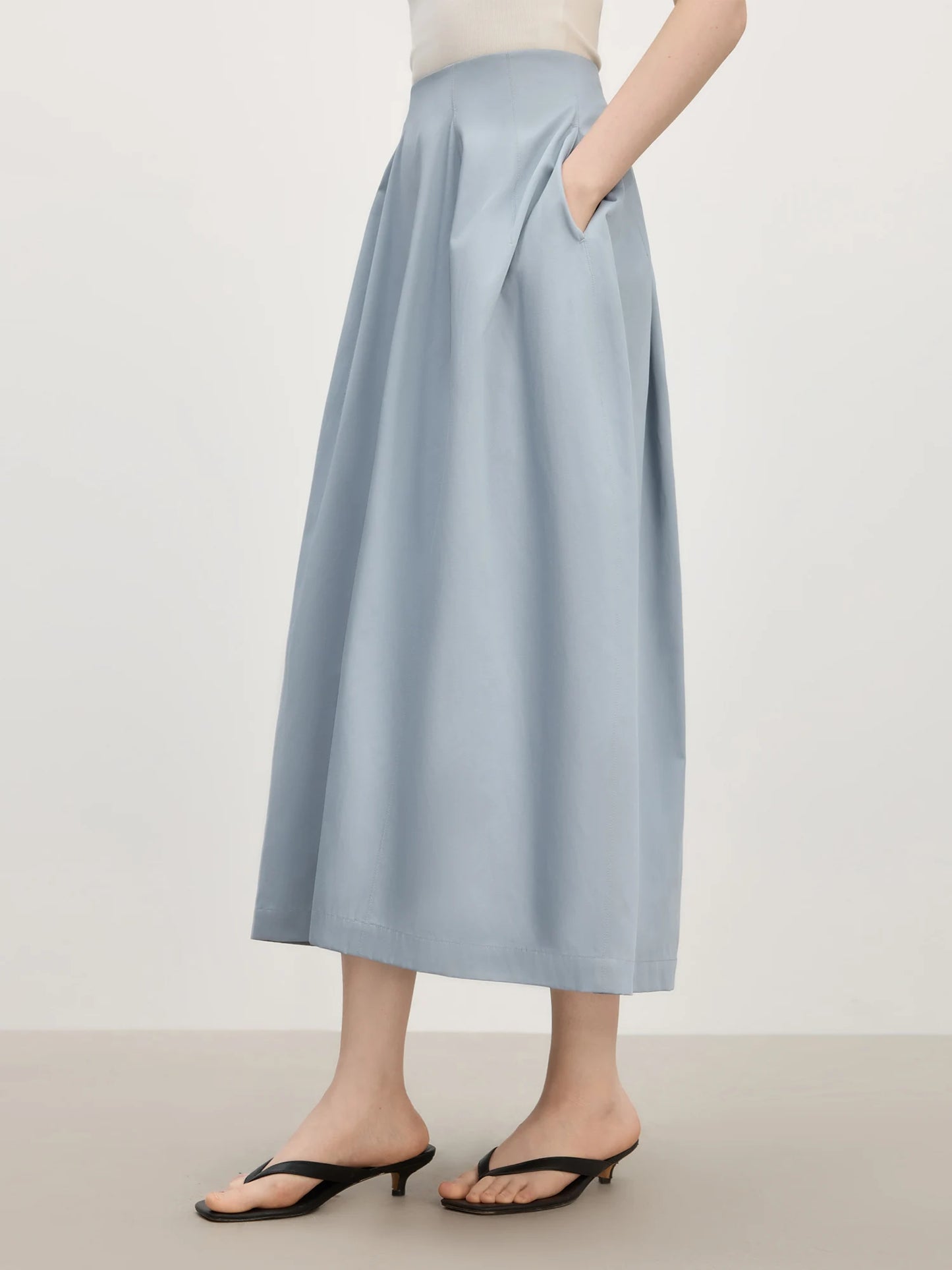 Pale Blue Flowing A-Line Maxi Skirt