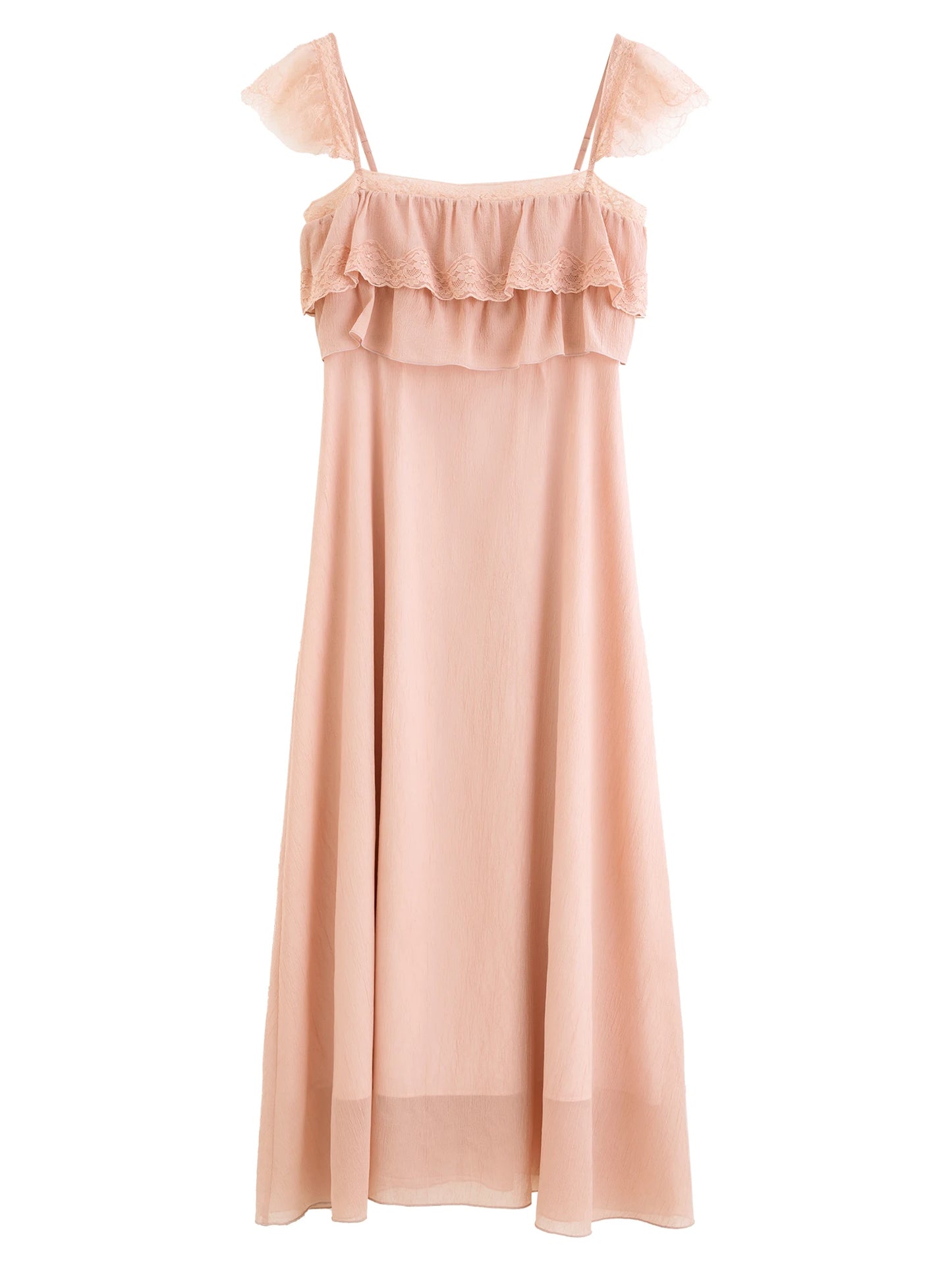 Pale Blue Ruffle Cape Maxi Dress