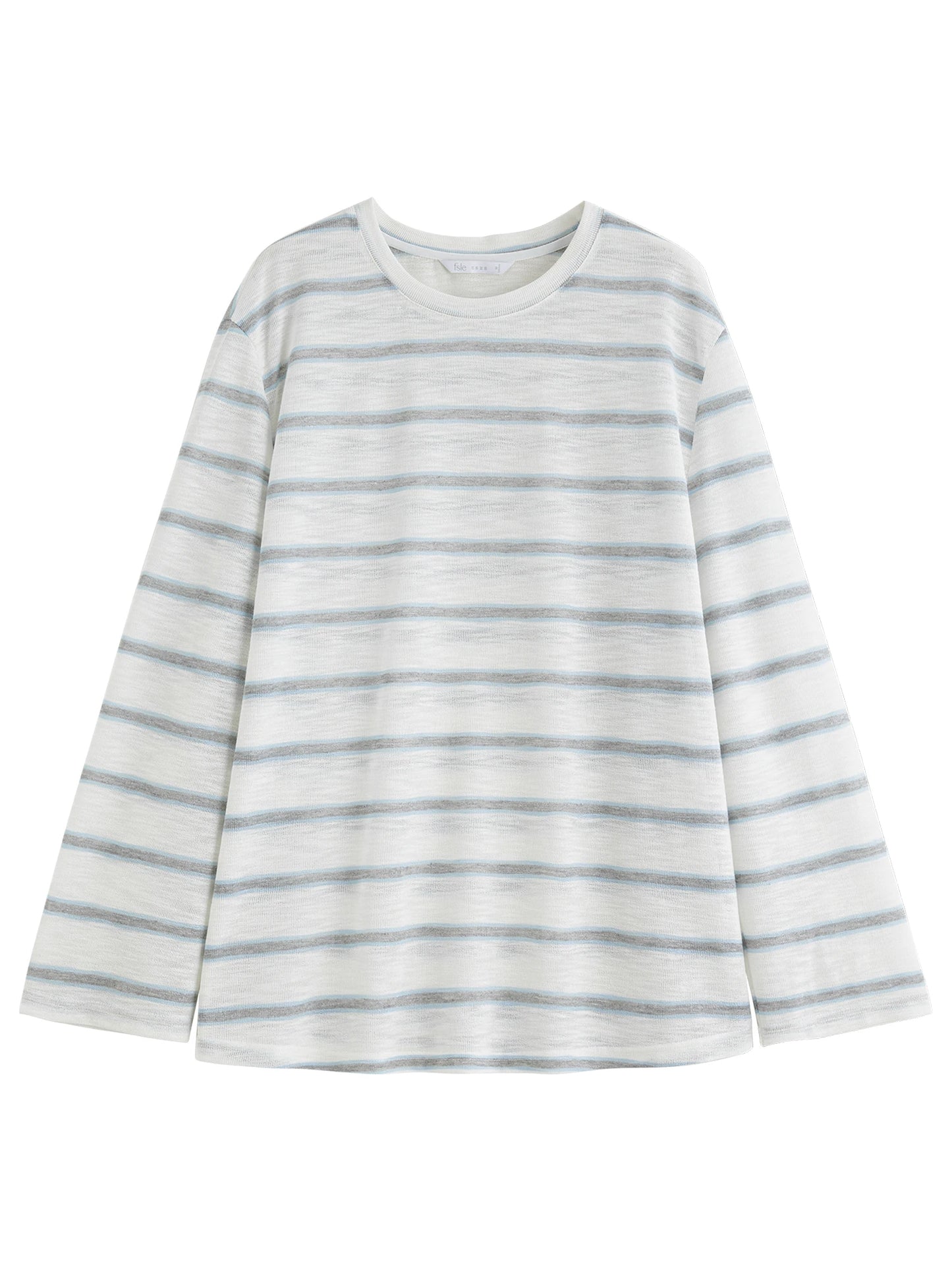 Ivory Striped Relaxed Long Sleeve Top