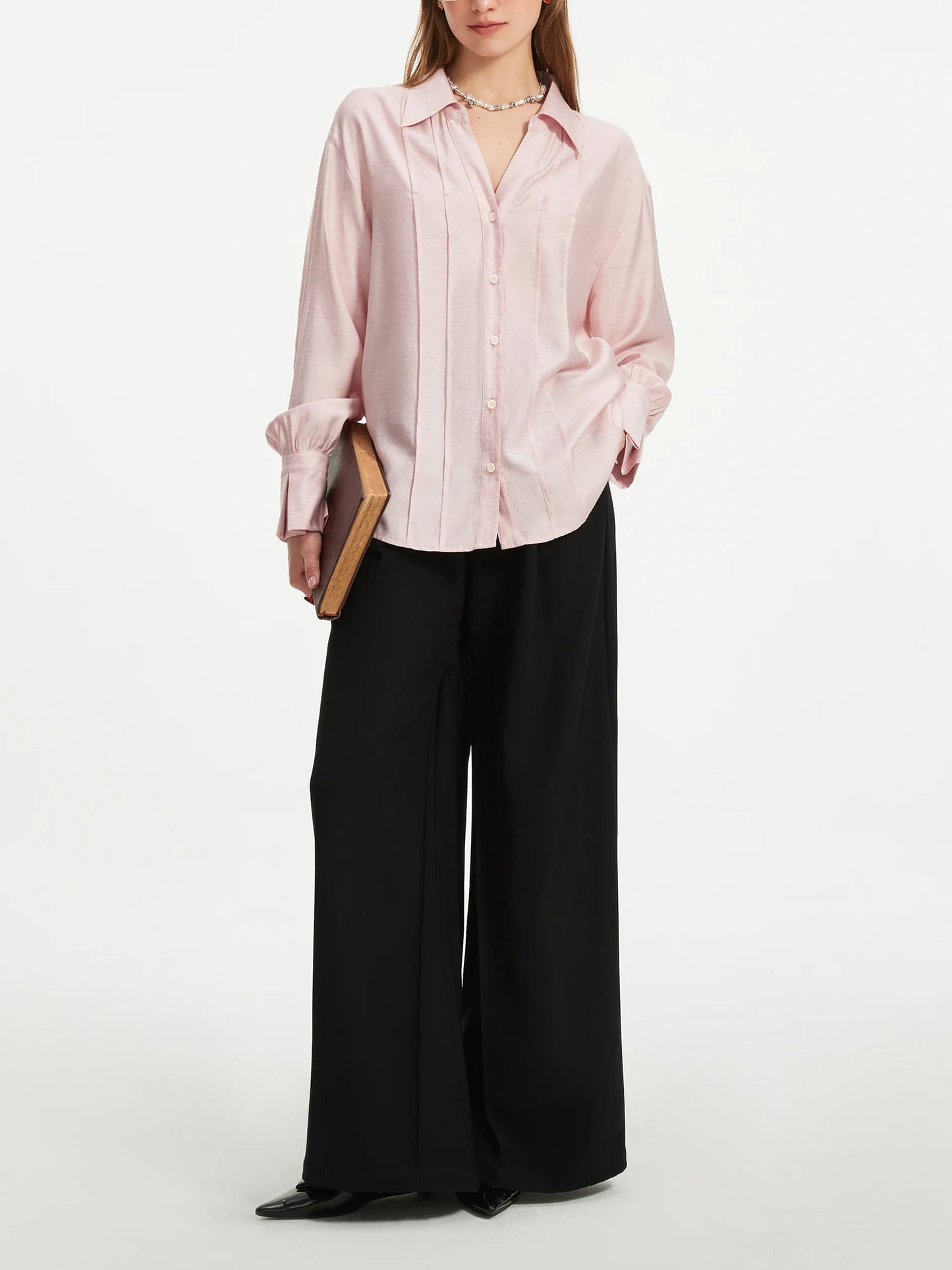 Blush Satin Button Front Shirt