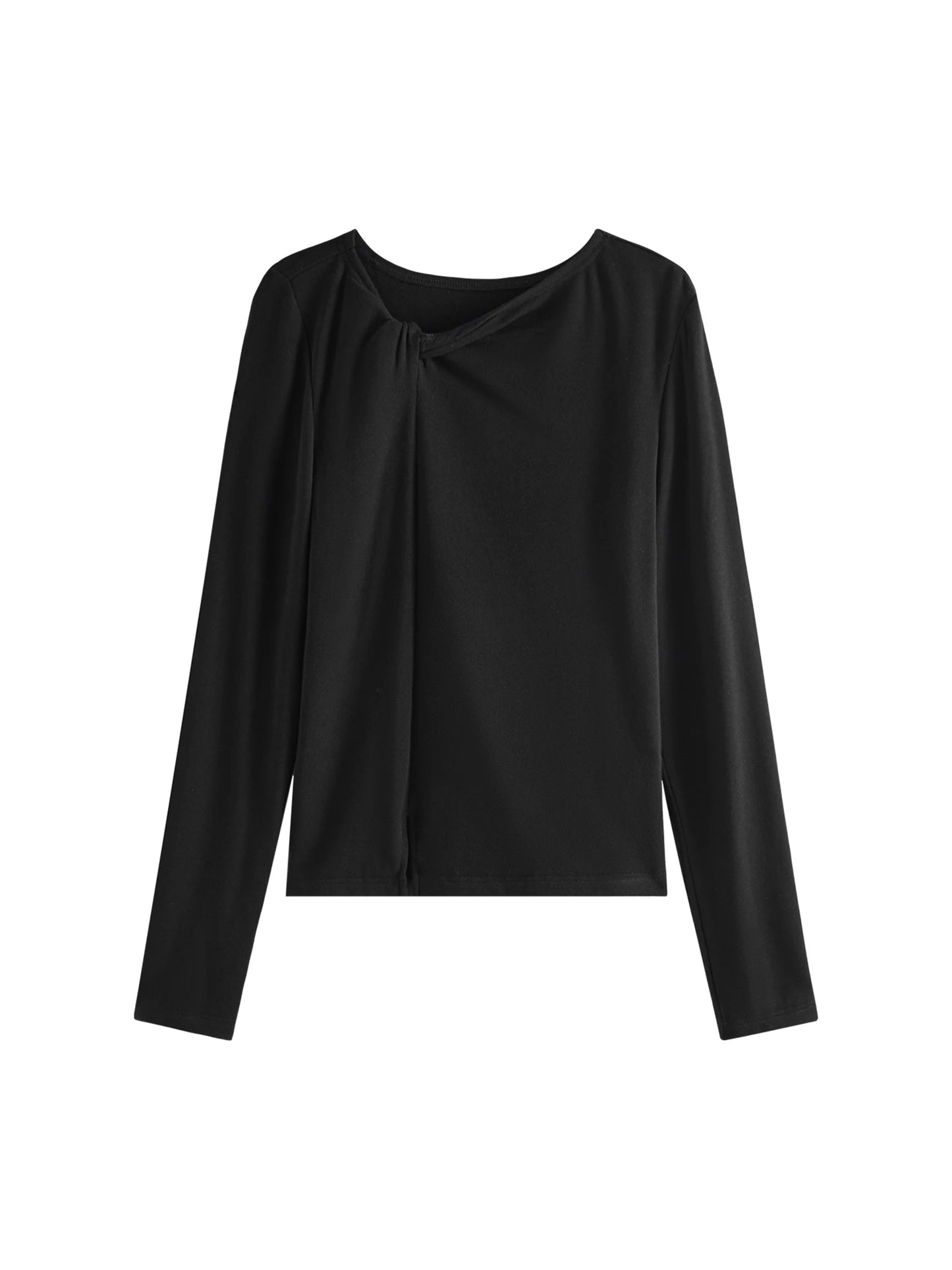 Ivory Asymmetric Neck Long Sleeve Top