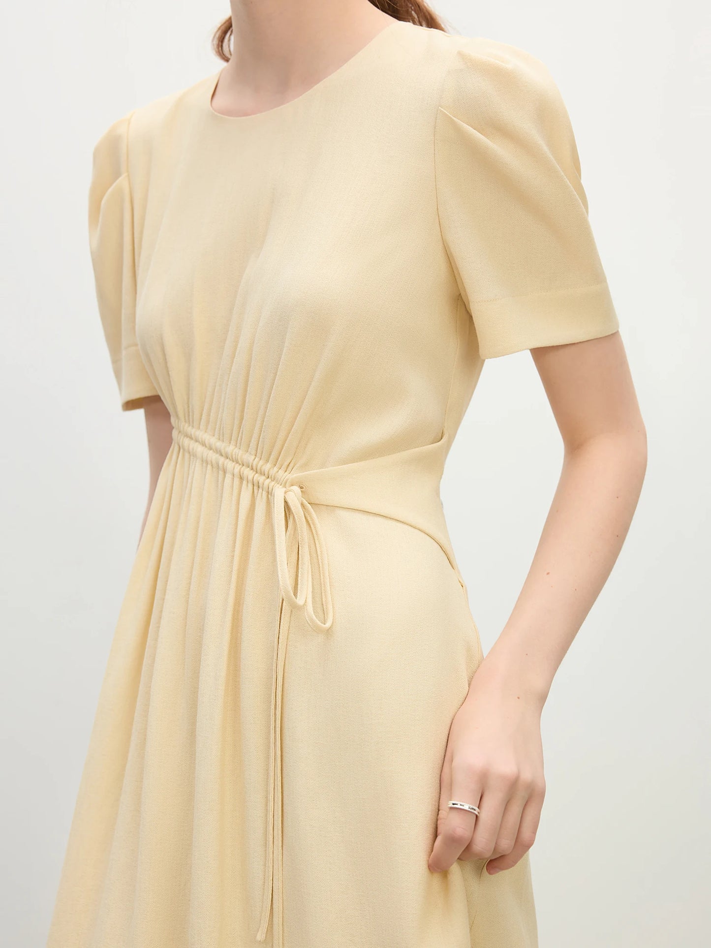 Butter Yellow Drawstring Maxi Dress